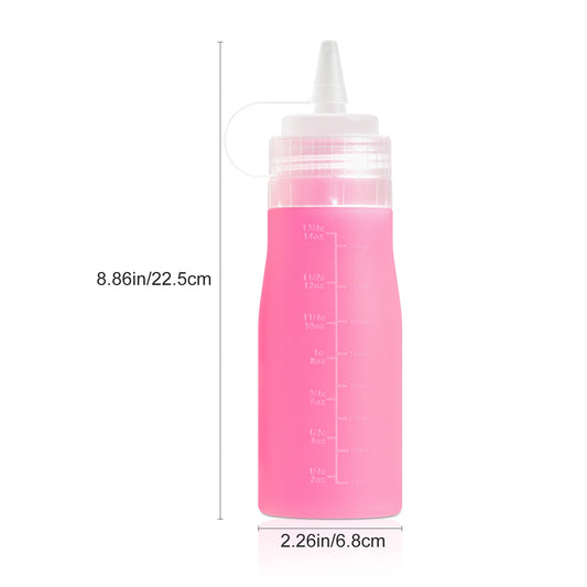 Micebay 16 oz Silicone Condiment Squeeze Bottles, Leak Proof, BPA Free, with Interchangeable Lids, Set of 4 for Oil, Honey, Dressing, Purple