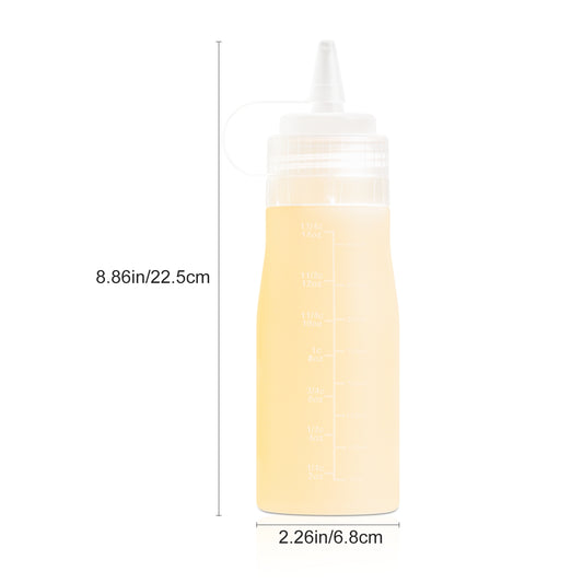 Micebay 16 oz Silicone Condiment Squeeze Bottles, Leak Proof, BPA Free, with Interchangeable Lids, Set of 4 for Oil, Honey, Dressing, Cream