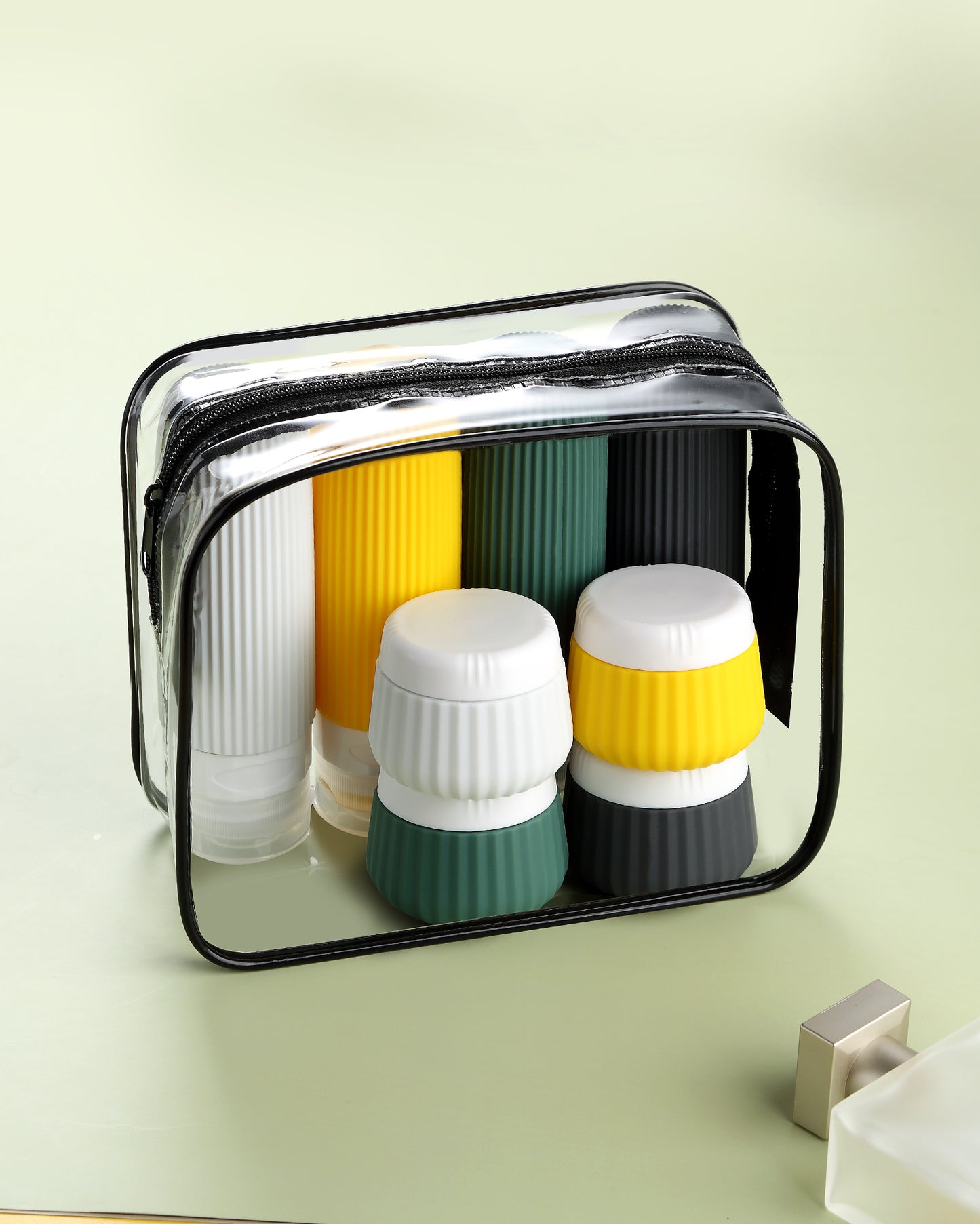 Micebay Travel Bottles - 8 Pack, TSA Approved 3 oz Travel Containers for Toiletries, Clear Bag, Leak Proof Silicone Squeezable Essentials Jars