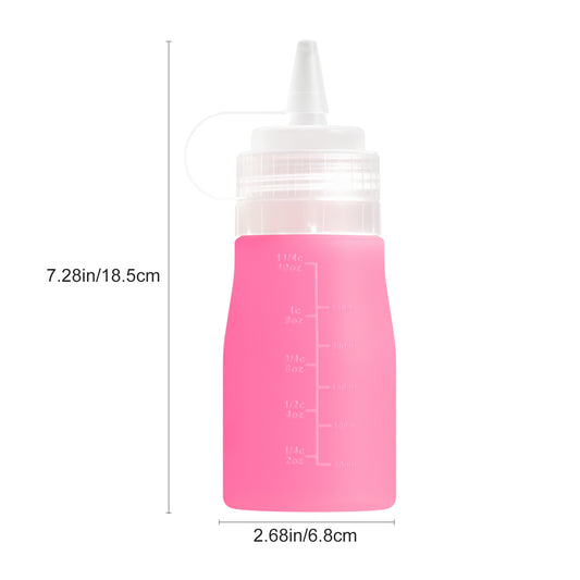 Micebay 12 oz Silicone Condiment Squeeze Bottles, Leak Proof, BPA Free, with Interchangeable Lids, Set of 4 for Oil, Honey, Dressing, Purple