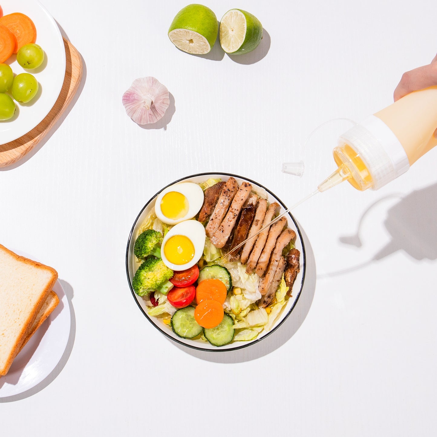 Micebay 16 oz Silicone Condiment Squeeze Bottles, Leak Proof, BPA Free, with Interchangeable Lids, Set of 4 for Oil, Honey, Dressing, Cream