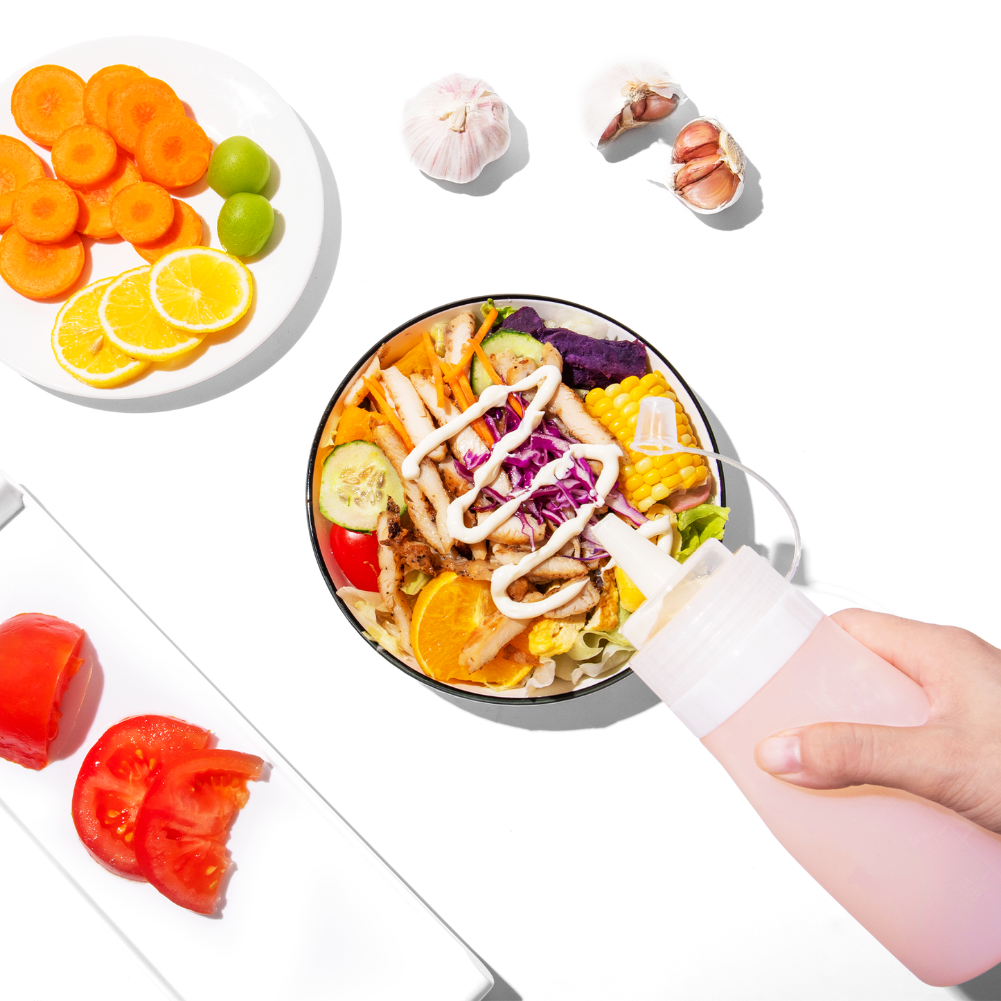 Micebay 12 oz Silicone Condiment Squeeze Bottles, Leak Proof, BPA Free, with Interchangeable Lids, Set of 4 for Oil, Honey, Dressing, Pink