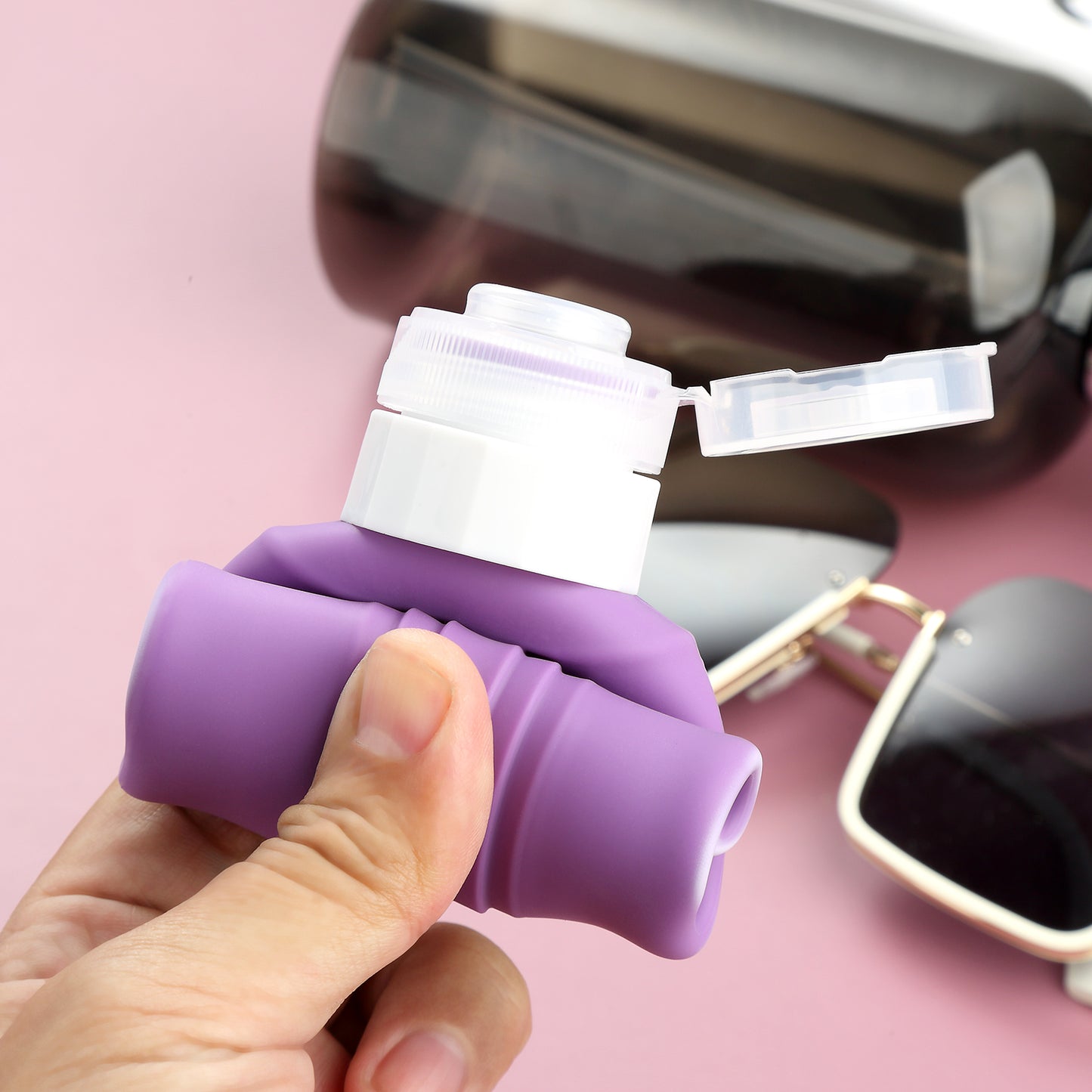 Micebay Leak-Proof 6-oz Silicone Squeezable Travel Bottles for Toiletries, Refillable Travel Size Containers, BPA Free, TSA Approved, Purple, 4 Pack