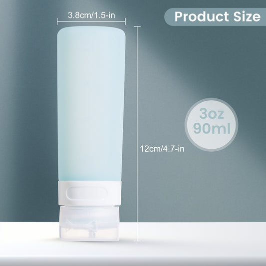 Micebay 3 oz Silicone Condiment Squeeze Bottles, Leakproof Mini Sauce Containers with Reusable Bag, 4-Pack for Meal Prep and Bento Boxes, Grey