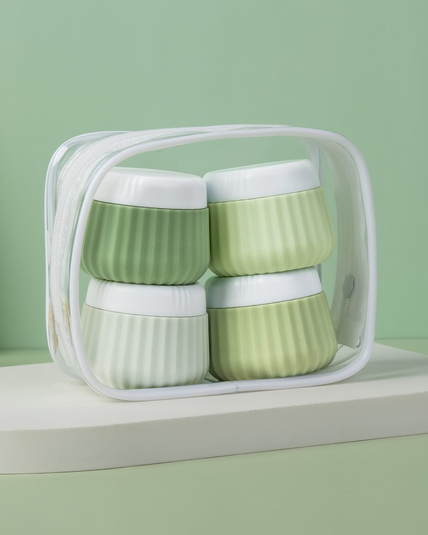 Micebay Travel Containers for Toiletries 4 Pack, TSA Approved Travel Size Toiletries, Portable Size Containers, With Clear Bag Leak Proof Silicone Jars, Essentials Creams Jars Carrying Small Items