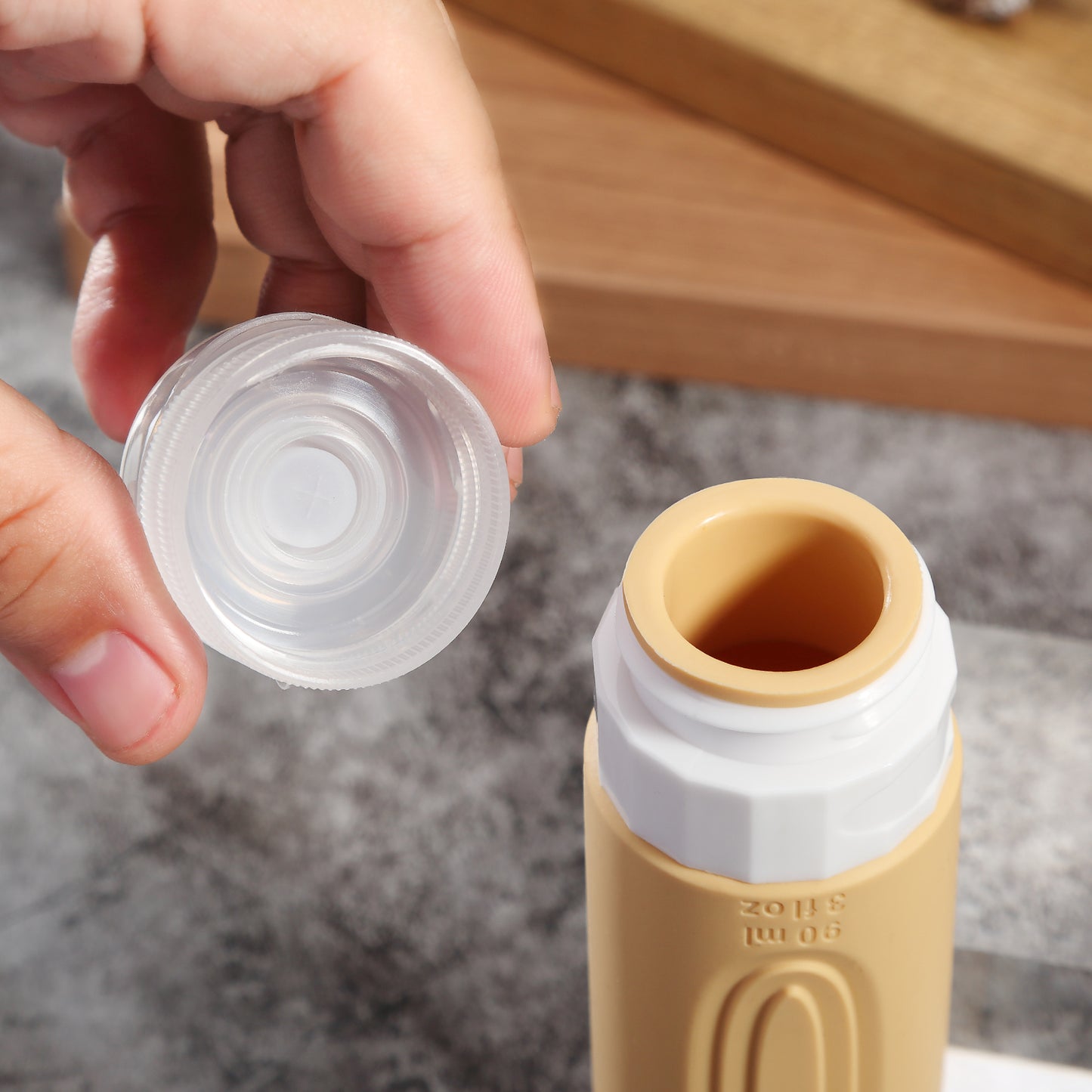 Micebay Leak-Proof 3-oz Silicone Squeezable Travel Bottles for Toiletries, Refillable Travel Size Containers, BPA Free, TSA Approved, Apricot, 4 Pack