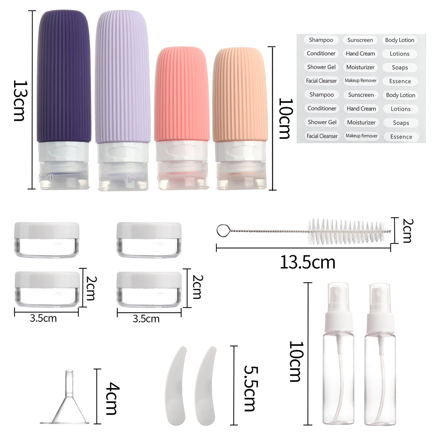 Micebay Silicone Travel Bottles, Leak Proof Toiletry Containers for Shampoo, Conditioner & Lotion, Purple