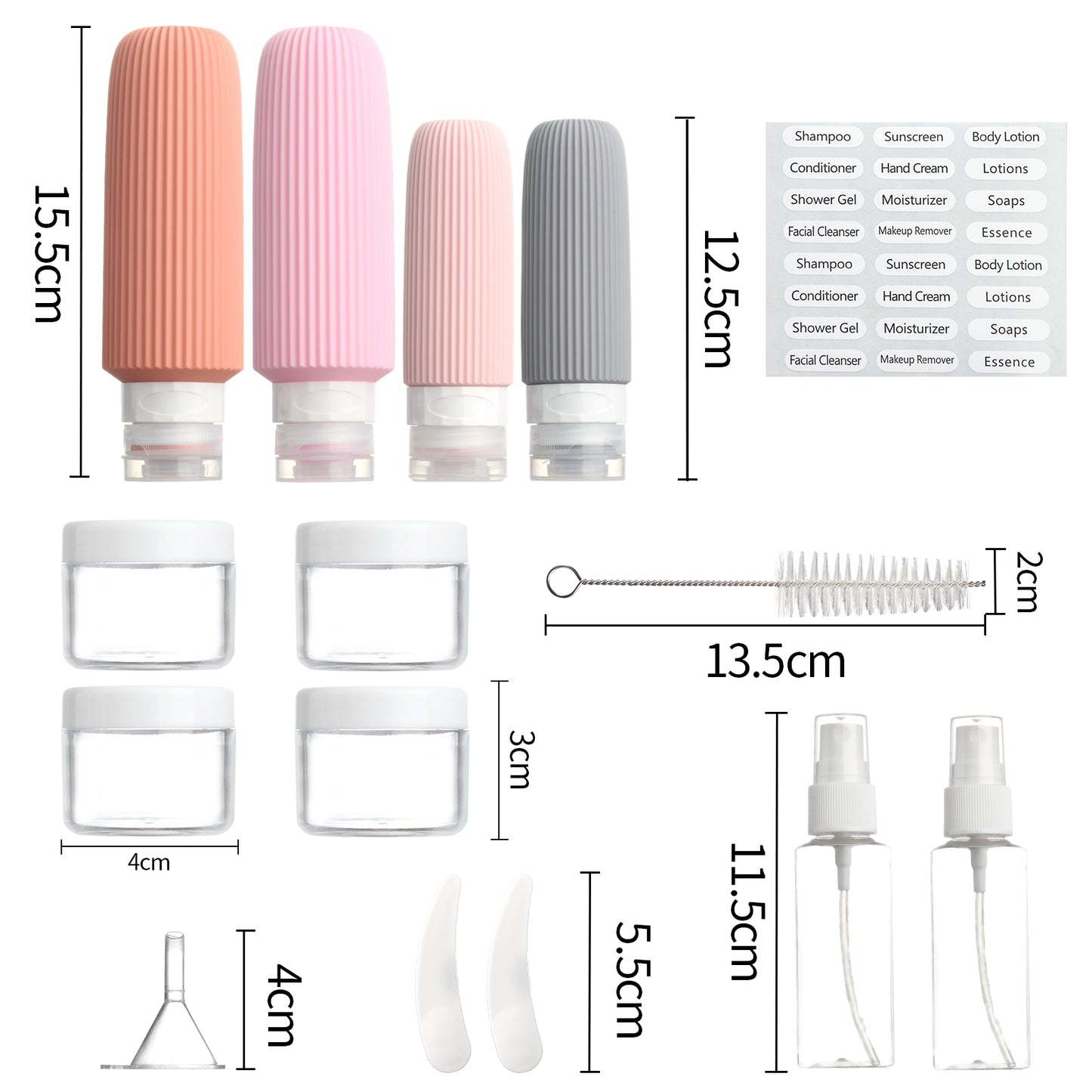 Micebay 6oz Silicone Travel Bottles, Leak Proof Toiletry Containers for Shampoo, Conditioner & Lotion, Pink
