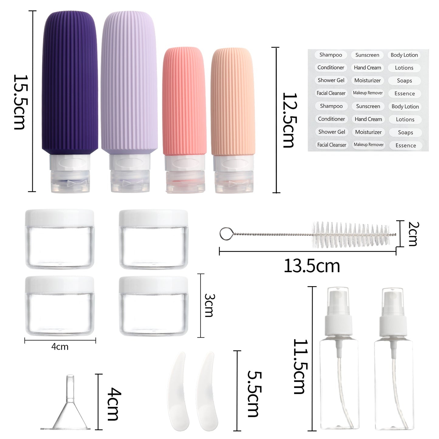 Micebay 6oz Silicone Travel Bottles, Leak Proof Toiletry Containers for Shampoo, Conditioner & Lotion, Purple