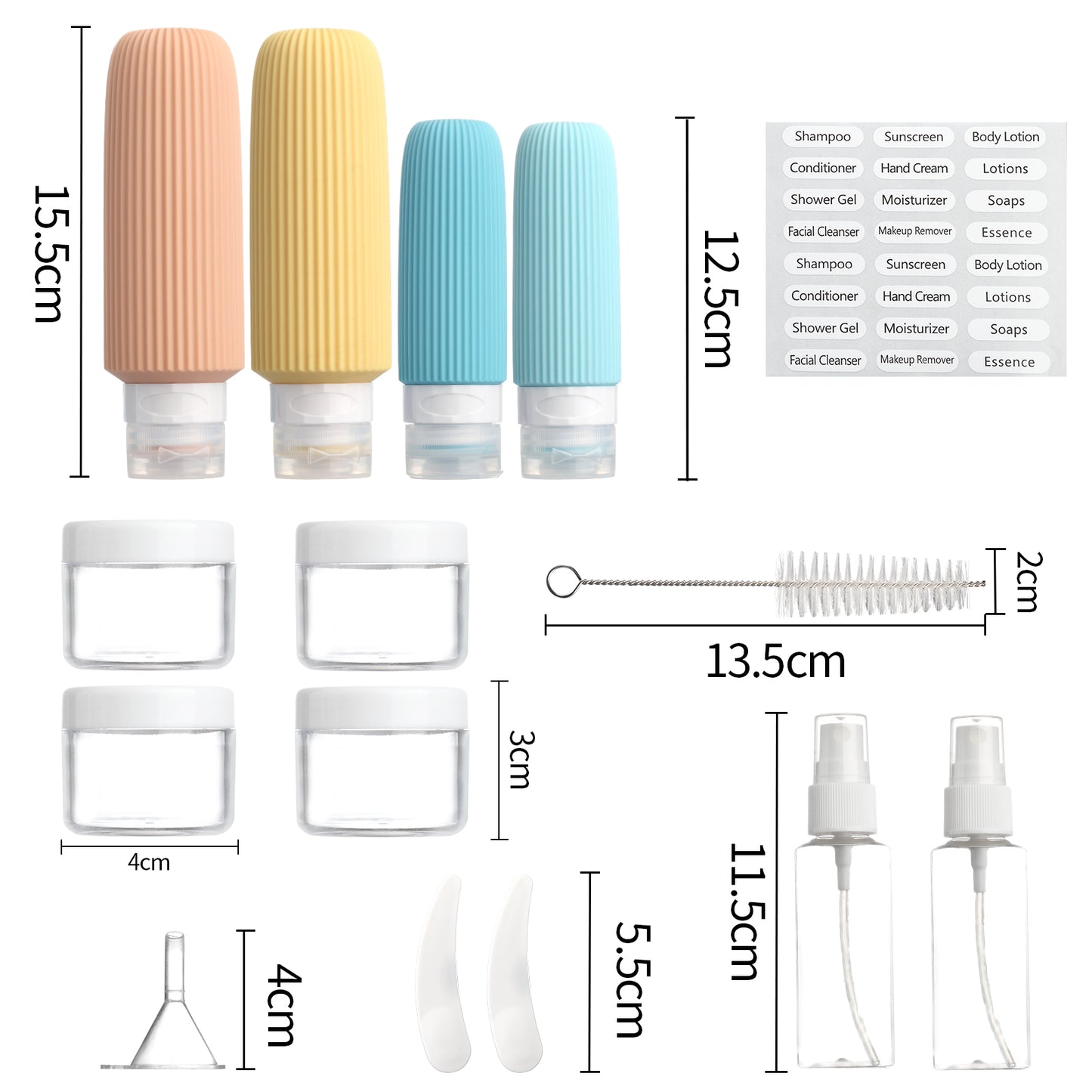Micebay 6oz Silicone Travel Bottles, Leak Proof Toiletry Containers for Shampoo, Conditioner & Lotion, Yellow