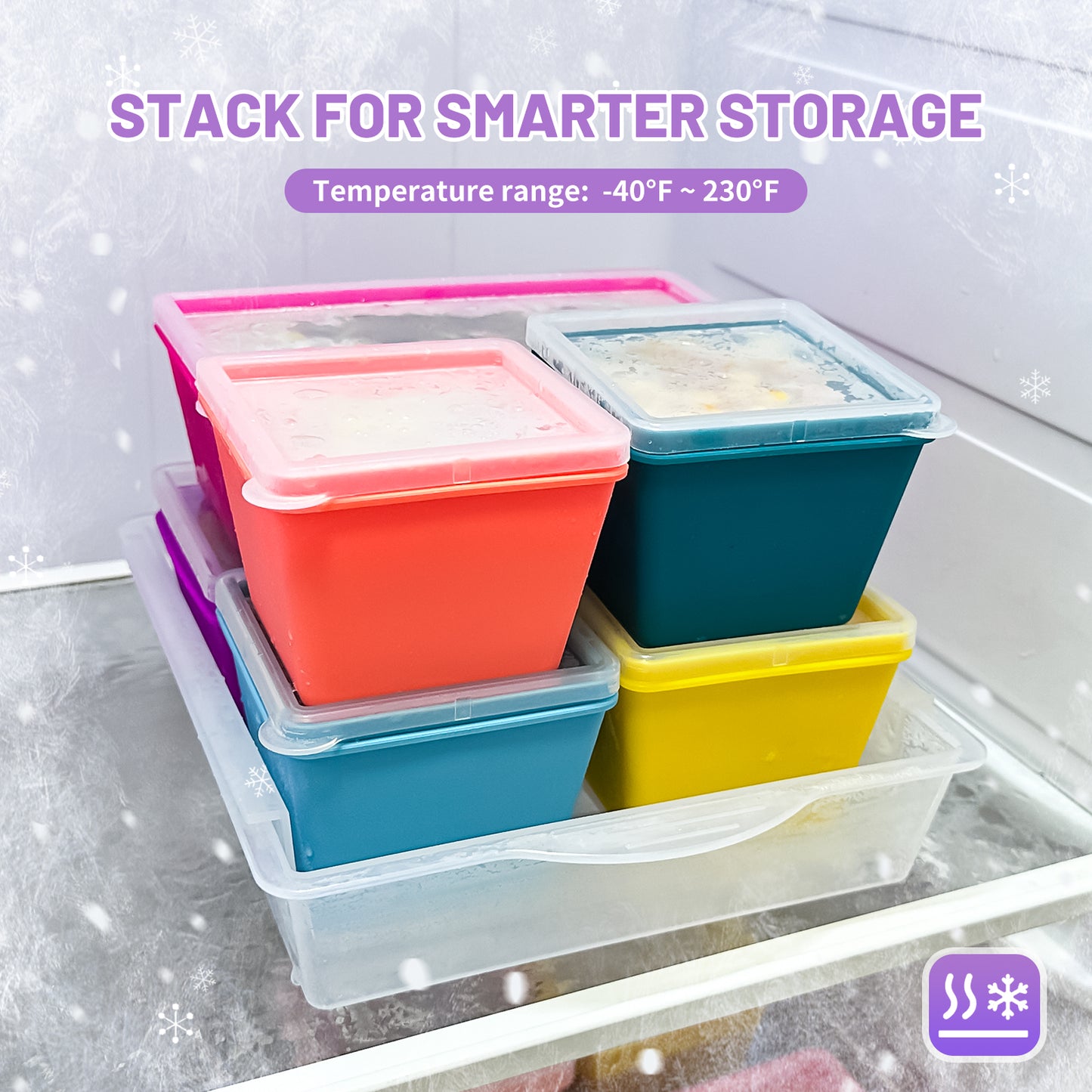 Micebay BPA-Free Silicone Freezer Molds with Base, Individual 6-Pack 1-Cup & 2-Cup Portion Soup Cubes Freezer Tray with Lid for Food Storage, Dishwasher Safe, Silicone Freezer Containers for Meal Prep