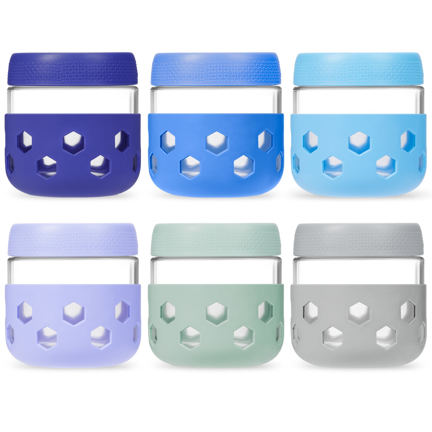 Micebay 6-Pack 10 oz Glass Mason Jars with Silicone Sleeves, Airtight BPA-Free Overnight Oats Containers with Lids, Dishwasher Safe Leak-Proof Meal Prep Jars for Chia Pudding, Yogurt, Snacks