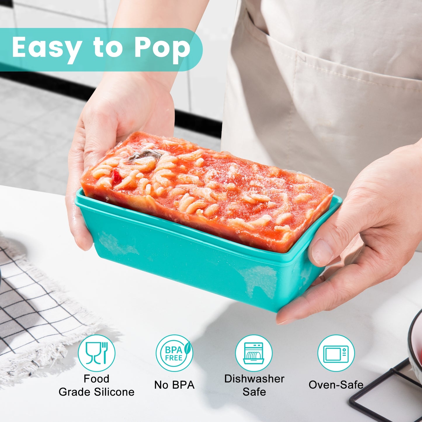 Micebay BPA-Free Silicone Freezer Molds with Retractable Base, Stackable Modular Organized, 2-Cup Portion Control Soup Cubes Freezer Tray with Lids for Meal Prep, Broth, Stews, Leftovers