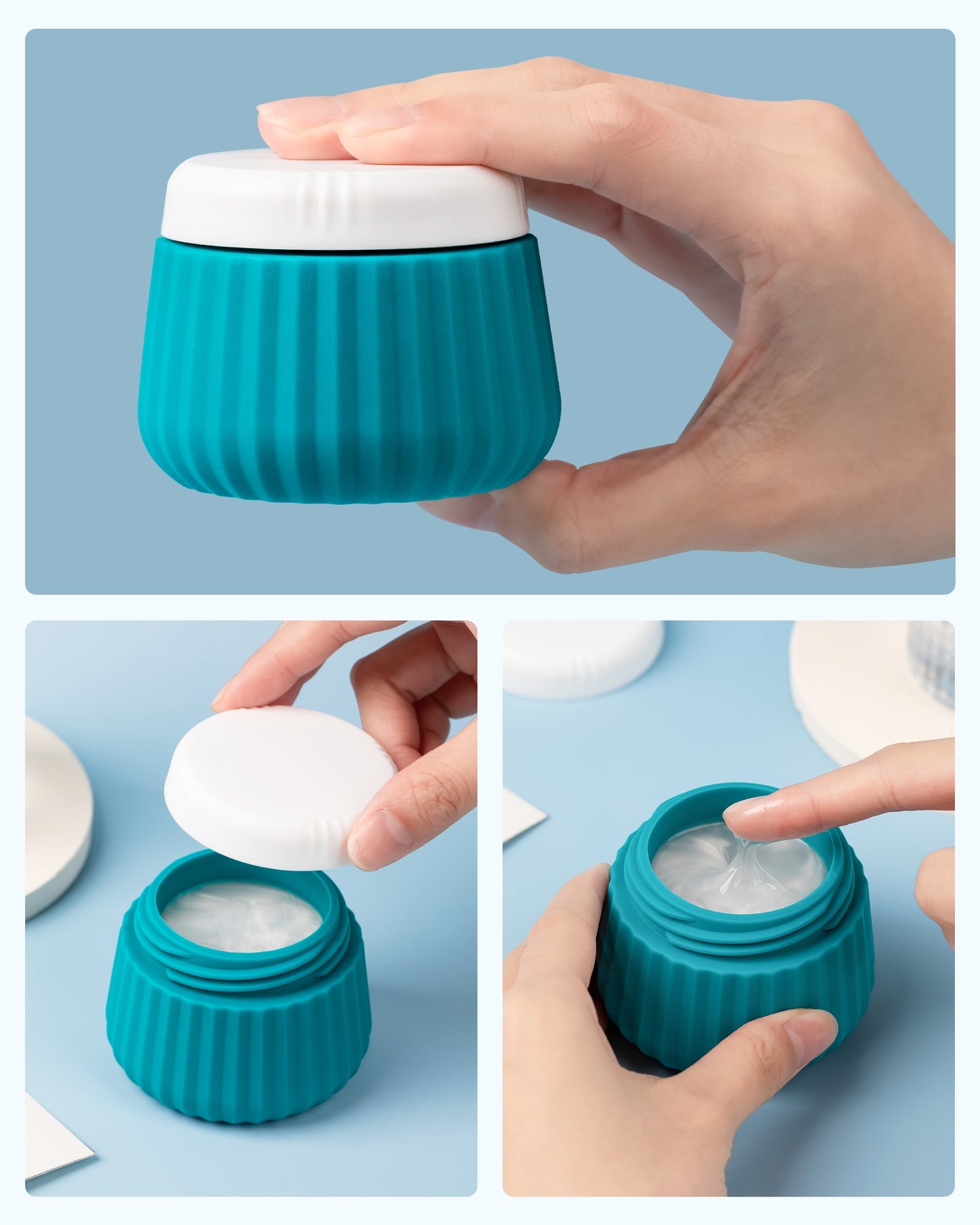 Micebay Travel Containers for Toiletries 4 Pack, TSA Approved Travel Size Toiletries, Travel Size Containers, With Clear Bag Leak Proof Silicone Jars, Travel Essentials Creams Jars Carrying Small Item