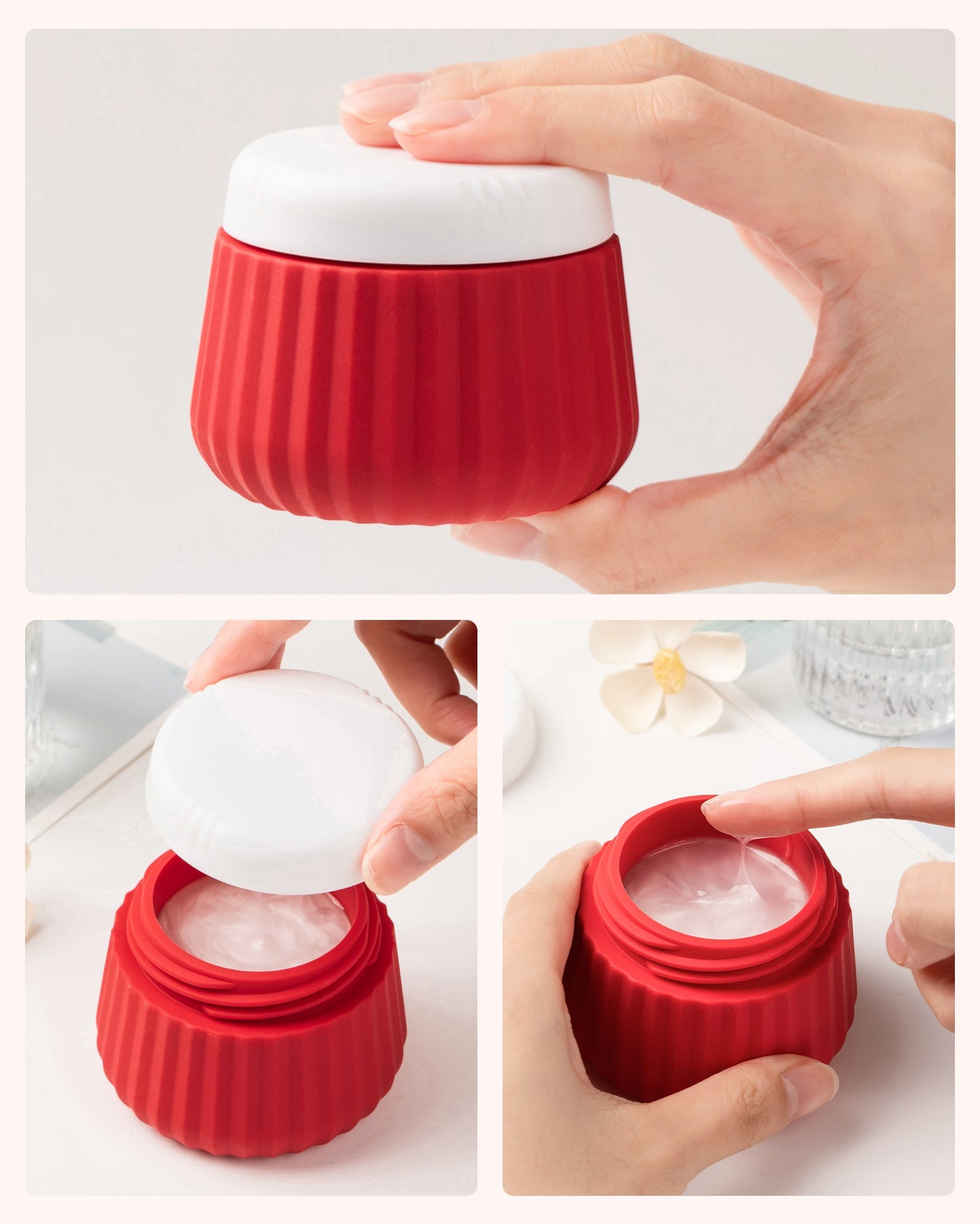 Micebay Travel Containers for Toiletries 4 Pack, TSA Approved Travel Size Toiletries, Portable Size Containers, With Clear Bag Leak Proof Silicone Jars, Essentials Creams Jars Carrying Small Items