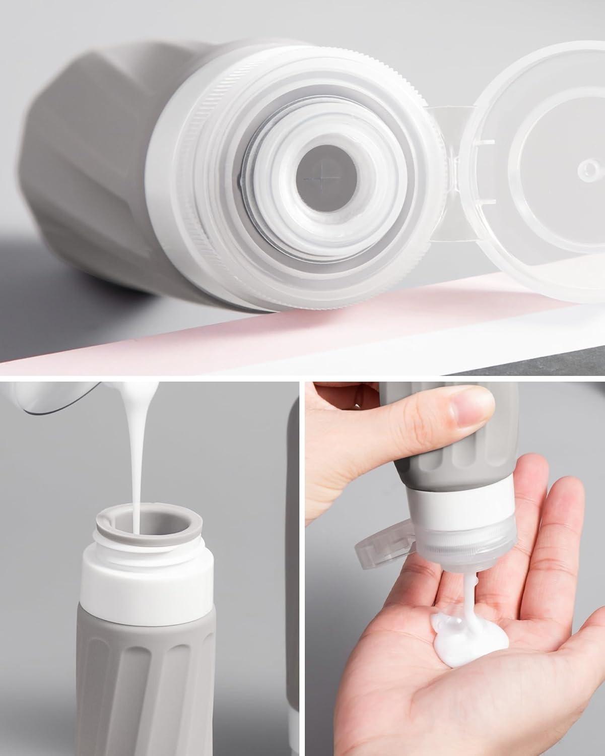 Micebay Travel Bottles for Toiletries 8 Pack, Travel Size Toiletries, Tsa Approved Travel Size Containers 3oz, with Travel Essentials Clear Bag, Leak Proof Silicone Squeezable Creams Jars