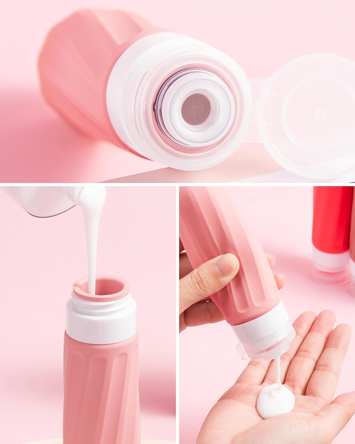 Micebay Travel Bottles for Toiletries 8 Pack, Travel Size Toiletries, Tsa Approved Travel Size Containers 3oz, with Travel Essentials Clear Bag, Leak Proof Silicone Squeezable Creams Jars