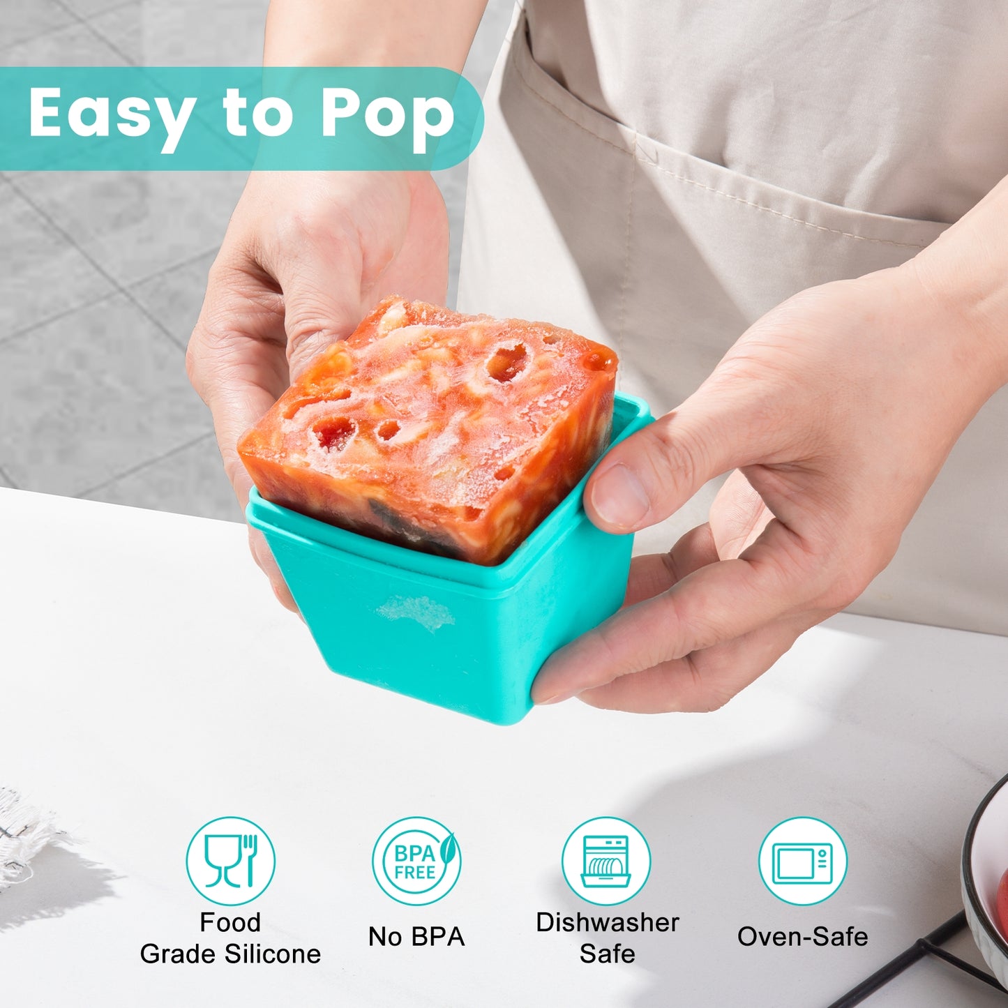 Micebay BPA-Free Silicone Freezer Molds with Retractable Base, Stackable Modular Organized, 1-Cup Portion Control Soup Cubes Freezer Tray with Lids for Meal Prep, Broth, Stews, Leftovers