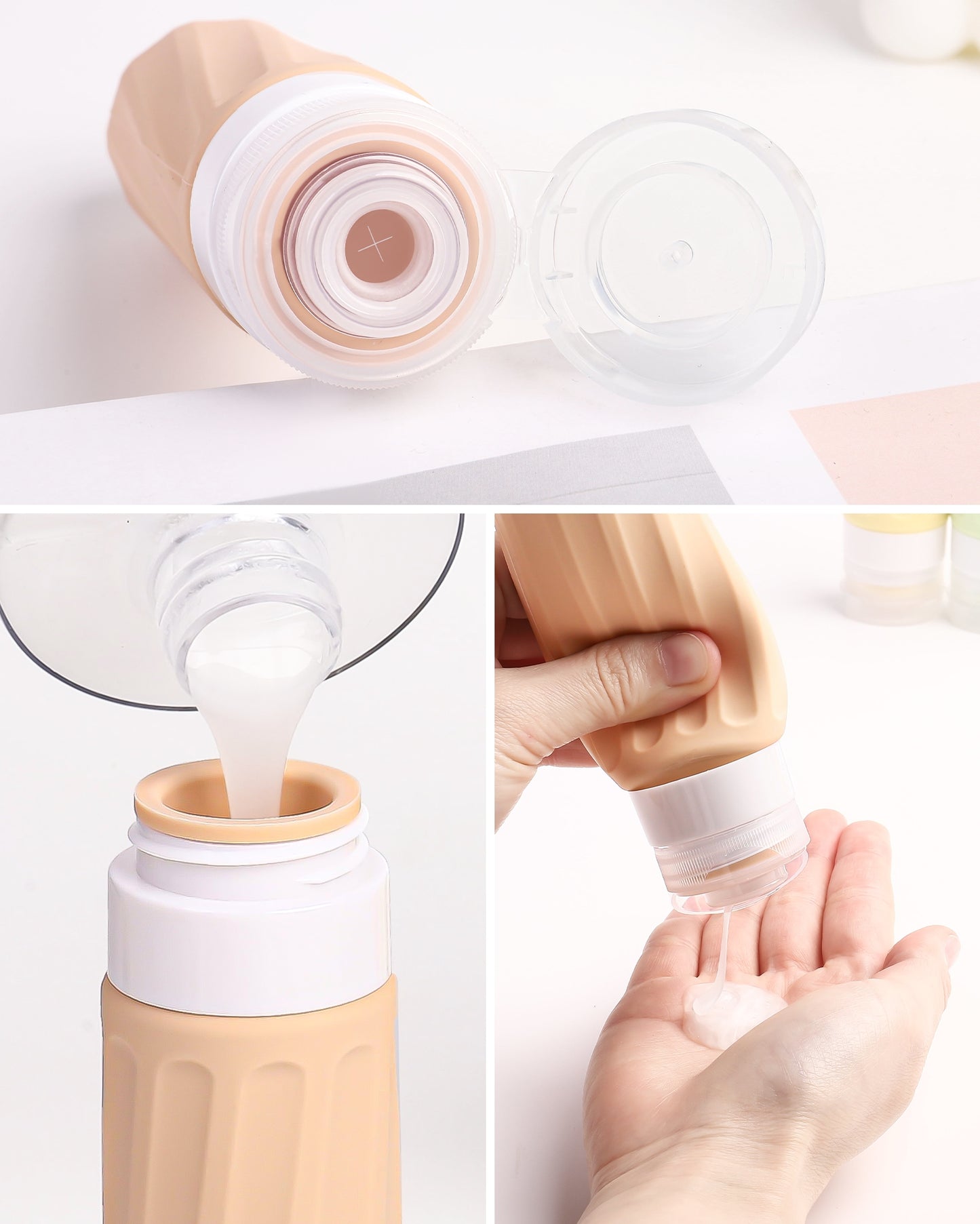 Micebay Travel Bottles for Toiletries 8 Pack, Travel Size Toiletries, Tsa Approved Travel Size Containers 3oz, with Travel Essentials Clear Bag, Leak Proof Silicone Squeezable Creams Jars
