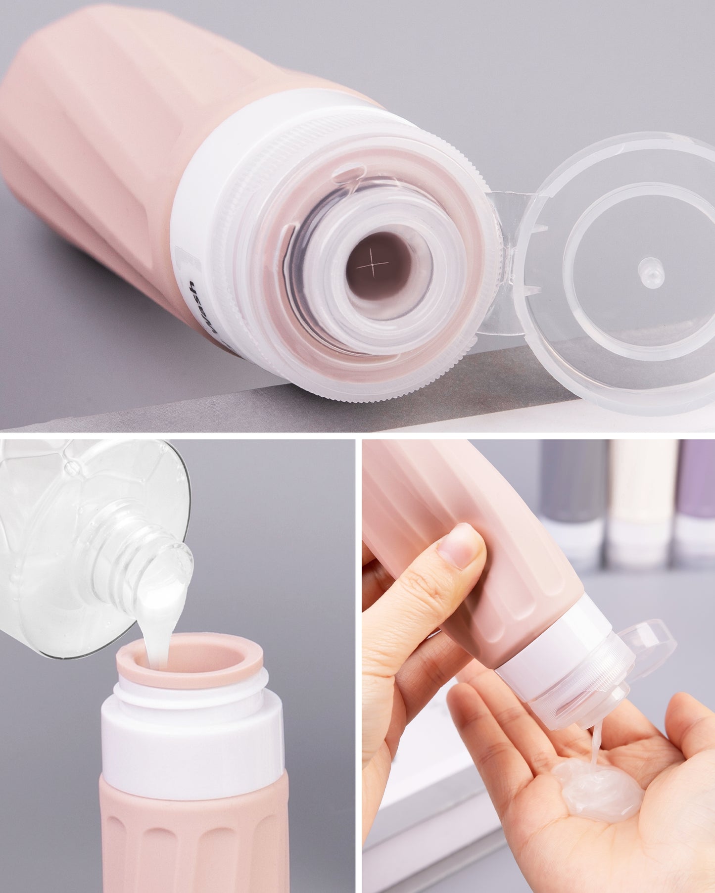 Micebay Travel Bottles for Toiletries 8 Pack, Travel Size Toiletries, Tsa Approved Travel Size Containers 3oz, with Travel Essentials Clear Bag, Leak Proof Silicone Squeezable Creams Jars