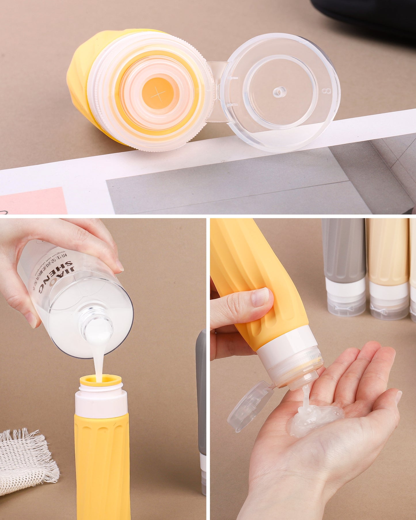 Micebay Travel Bottles for Toiletries 8 Pack, Travel Size Toiletries, Tsa Approved Travel Size Containers 3oz, with Travel Essentials Clear Bag, Leak Proof Silicone Squeezable Creams Jars
