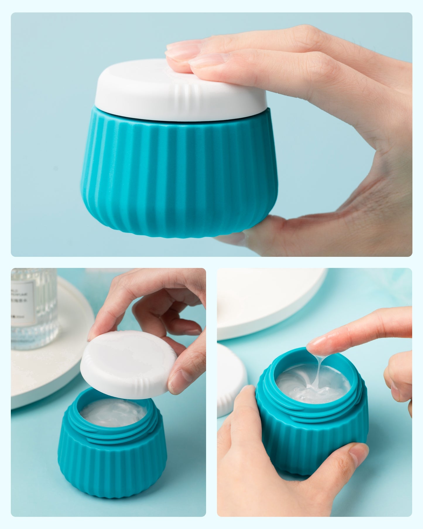 Micebay Travel Containers for Toiletries 4 Pack, TSA Approved Travel Size Toiletries, Travel Size Containers, With Clear Bag Leak Proof Silicone Jars, Travel Essentials Creams Jars Carrying Small Item