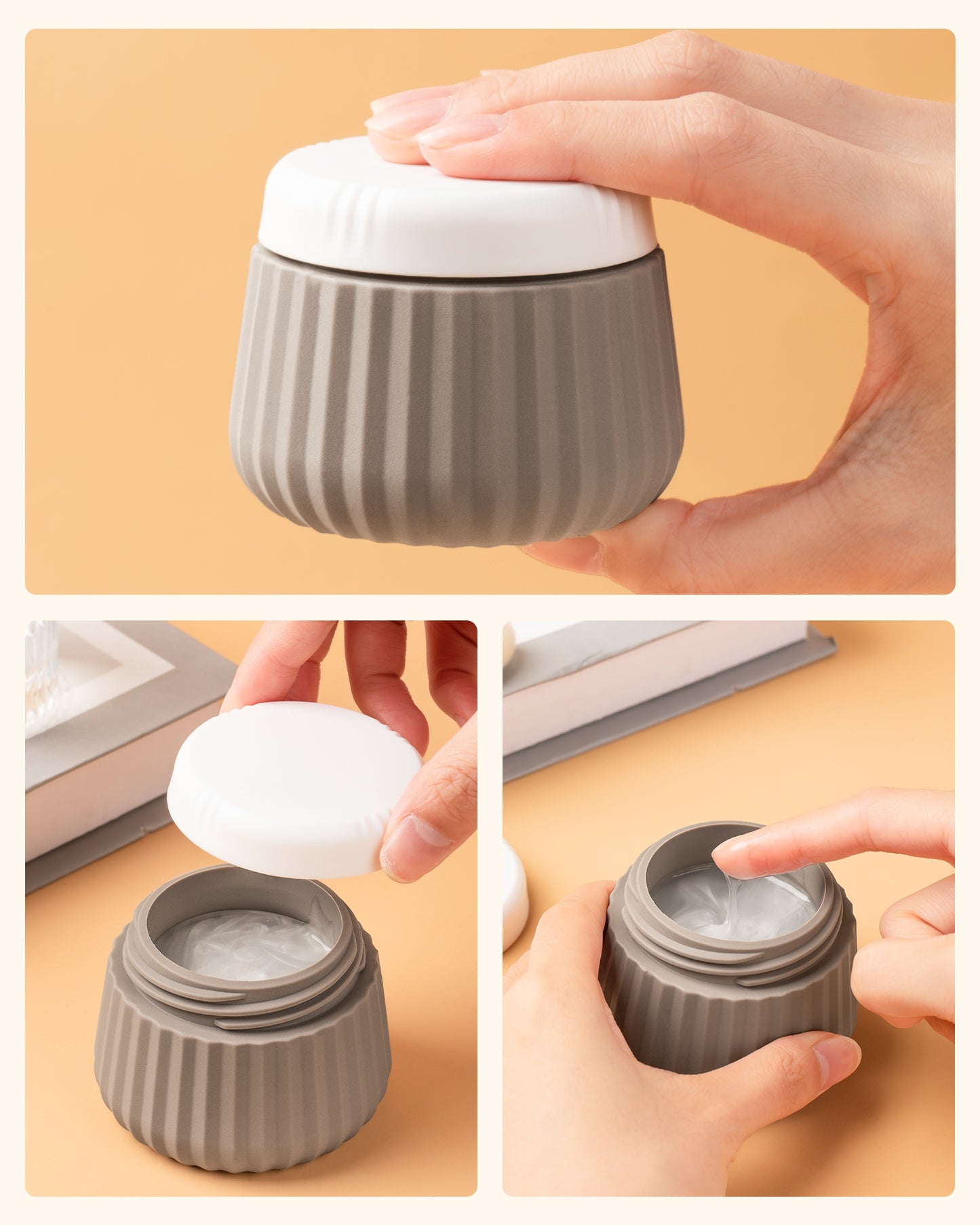 Micebay Travel Containers for Toiletries 4 Pack, TSA Approved Travel Size Toiletries, Portable Size Containers, With Clear Bag Leak Proof Silicone Jars, Essentials Creams Jars Carrying Small Items