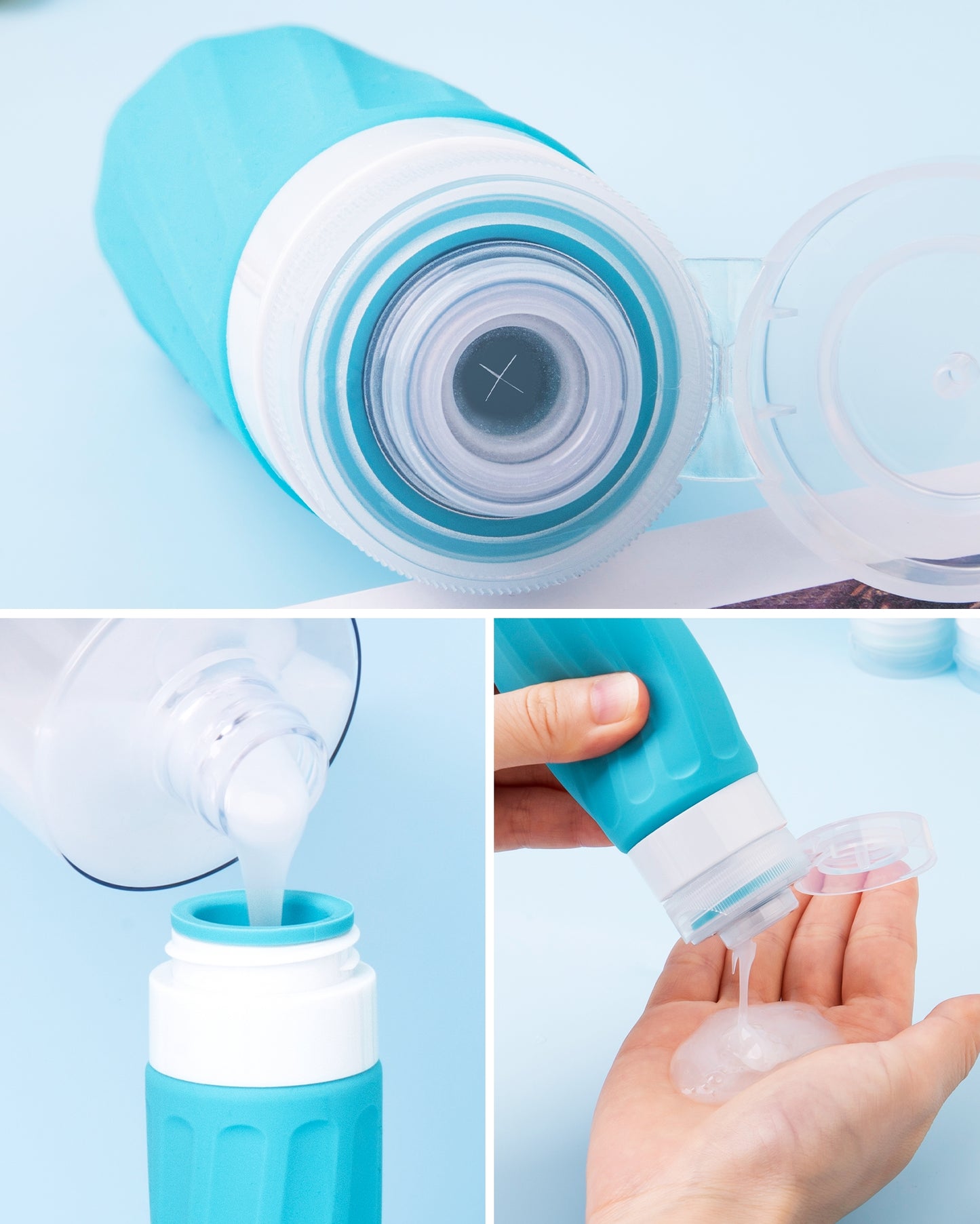Micebay Travel Bottles for Toiletries 8 Pack, Travel Size Toiletries, Tsa Approved Travel Size Containers 3oz, with Travel Essentials Clear Bag, Leak Proof Silicone Squeezable Creams Jars