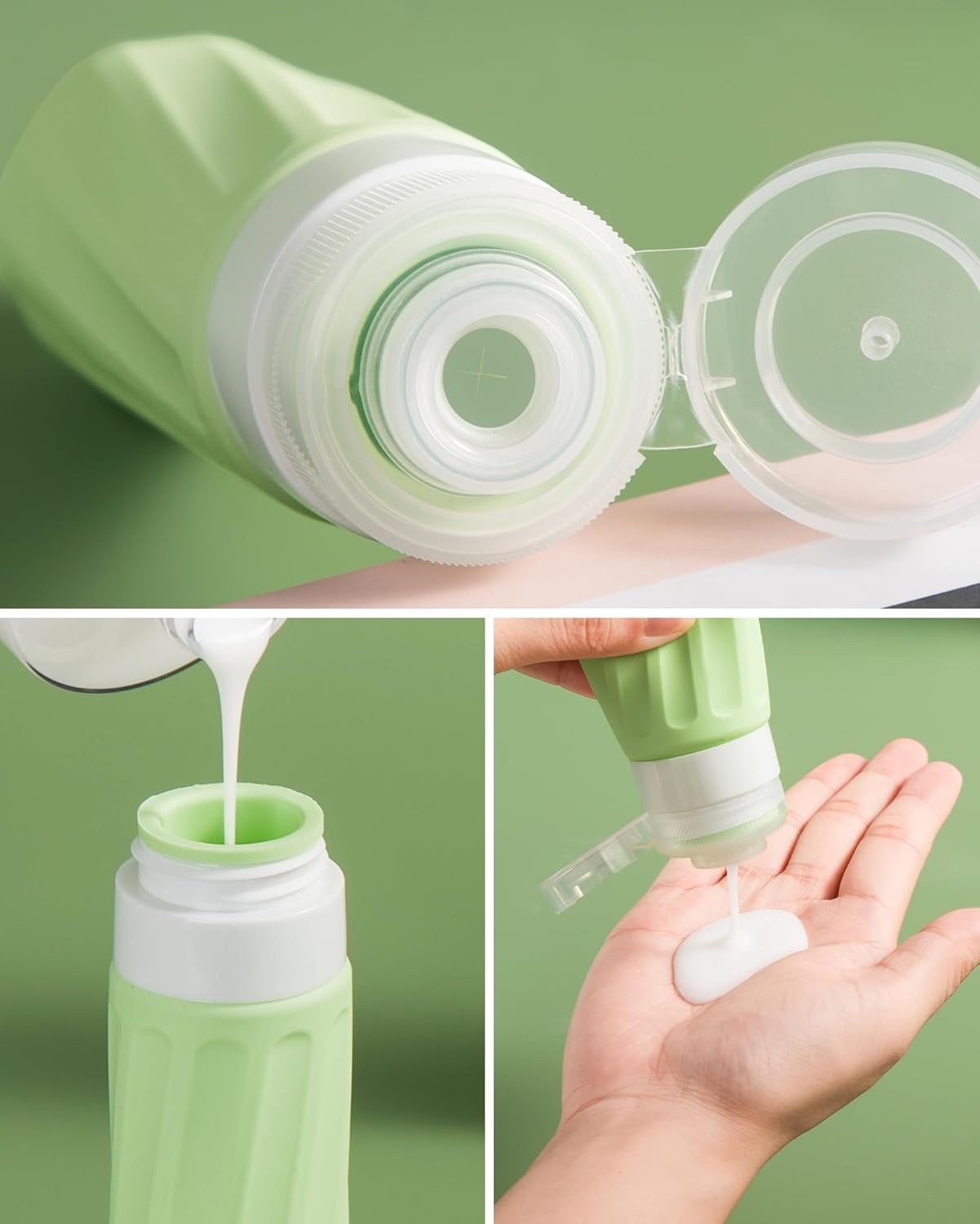 Micebay Travel Bottles for Toiletries 8 Pack, Travel Size Toiletries, Tsa Approved Travel Size Containers 3oz, with Travel Essentials Clear Bag, Leak Proof Silicone Squeezable Creams Jars
