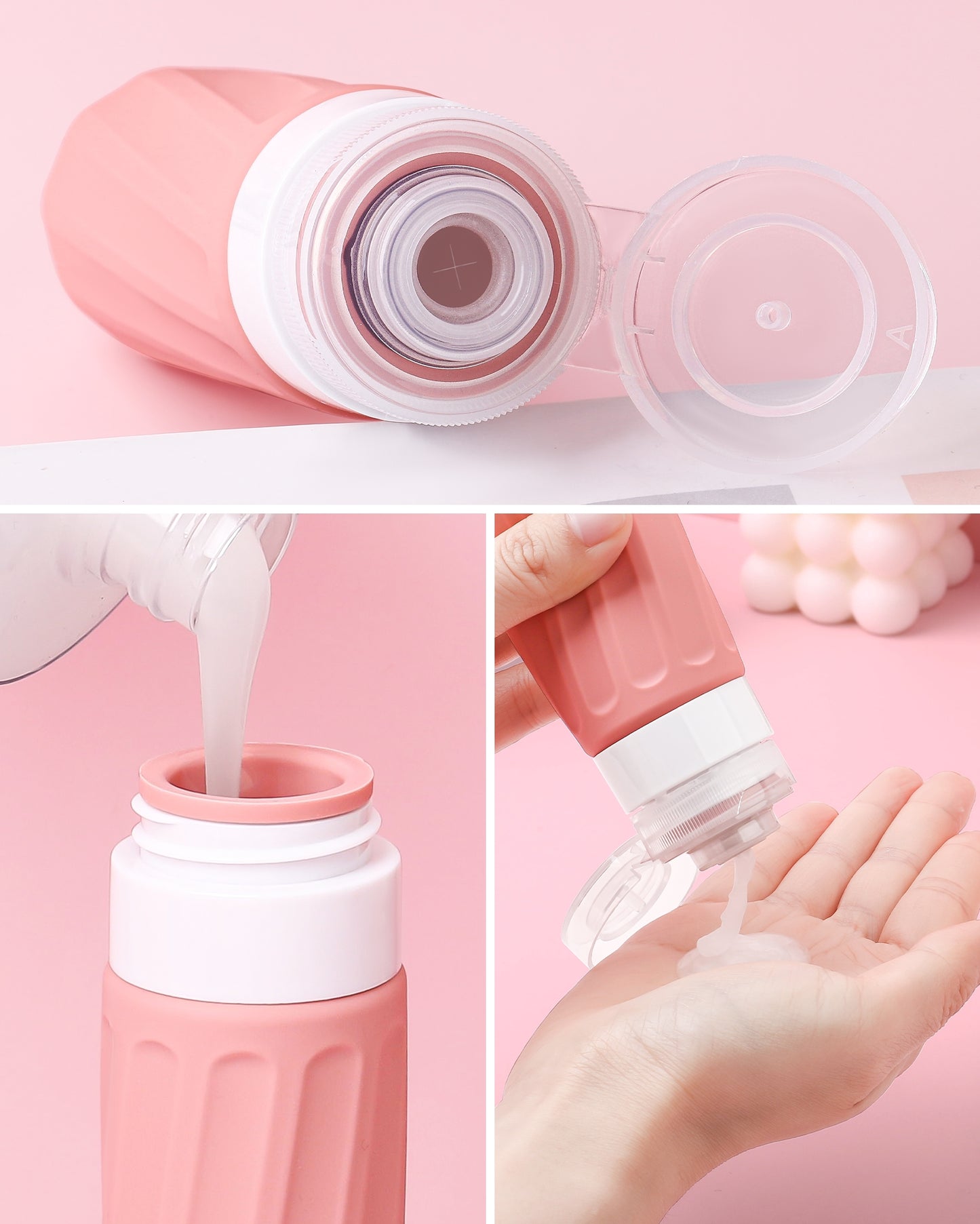 Micebay Travel Bottles for Toiletries 8 Pack, Travel Size Toiletries, Tsa Approved Travel Size Containers 3oz, with Travel Essentials Clear Bag, Leak Proof Silicone Squeezable Creams Jars