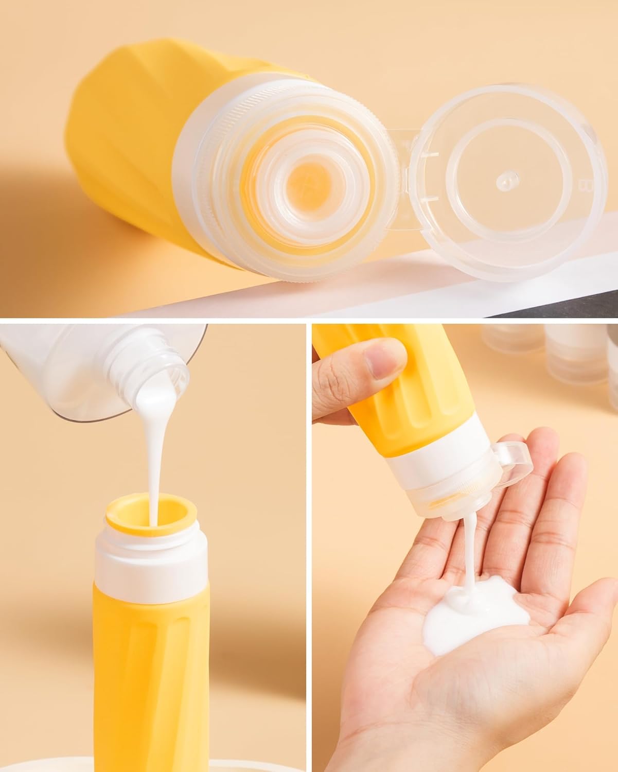 Micebay Travel Bottles for Toiletries 8 Pack, Travel Size Toiletries, Tsa Approved Travel Size Containers 3oz, with Travel Essentials Clear Bag, Leak Proof Silicone Squeezable Creams Jars