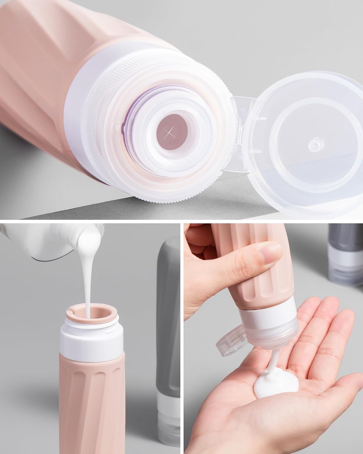 Micebay Travel Bottles for Toiletries 8 Pack, Travel Size Toiletries, Tsa Approved Travel Size Containers 3oz, with Travel Essentials Clear Bag, Leak Proof Silicone Squeezable Creams Jars
