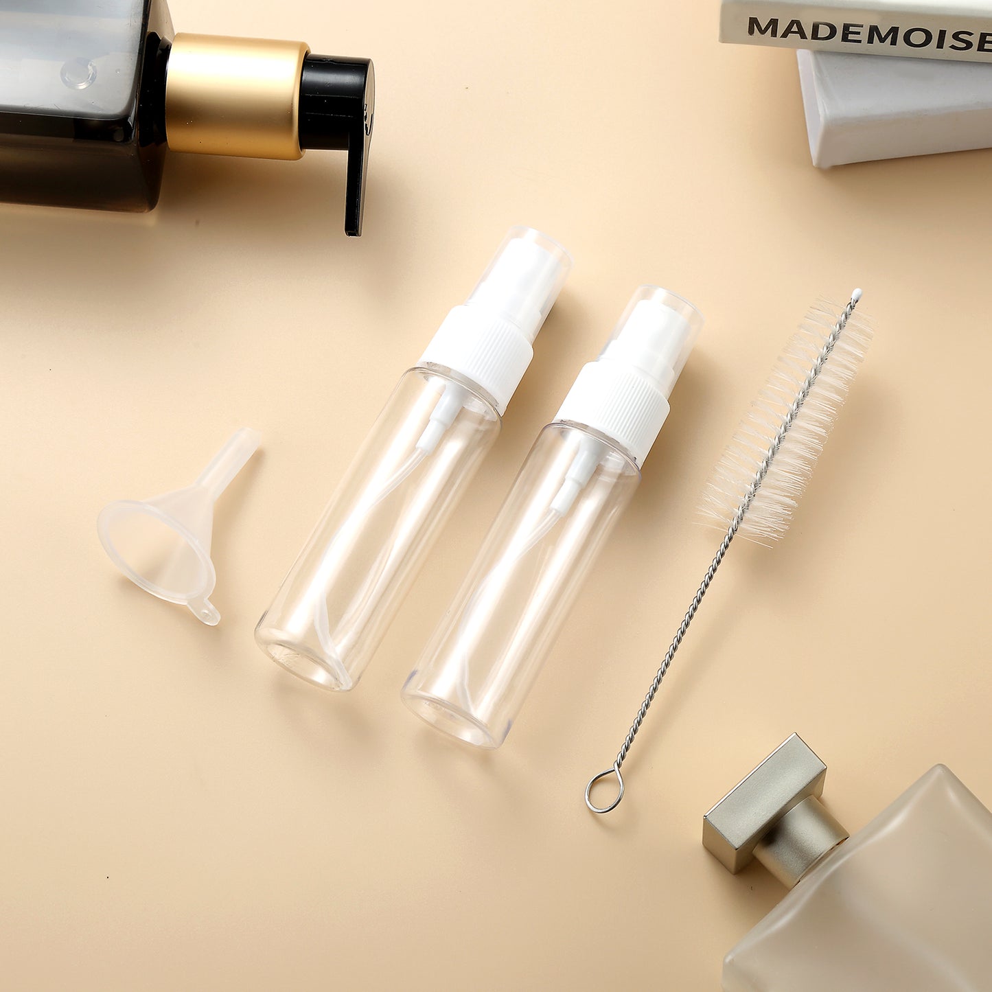 Micebay Silicone Travel Bottles, Leak Proof Toiletry Containers for Shampoo, Conditioner & Lotion, Apricot
