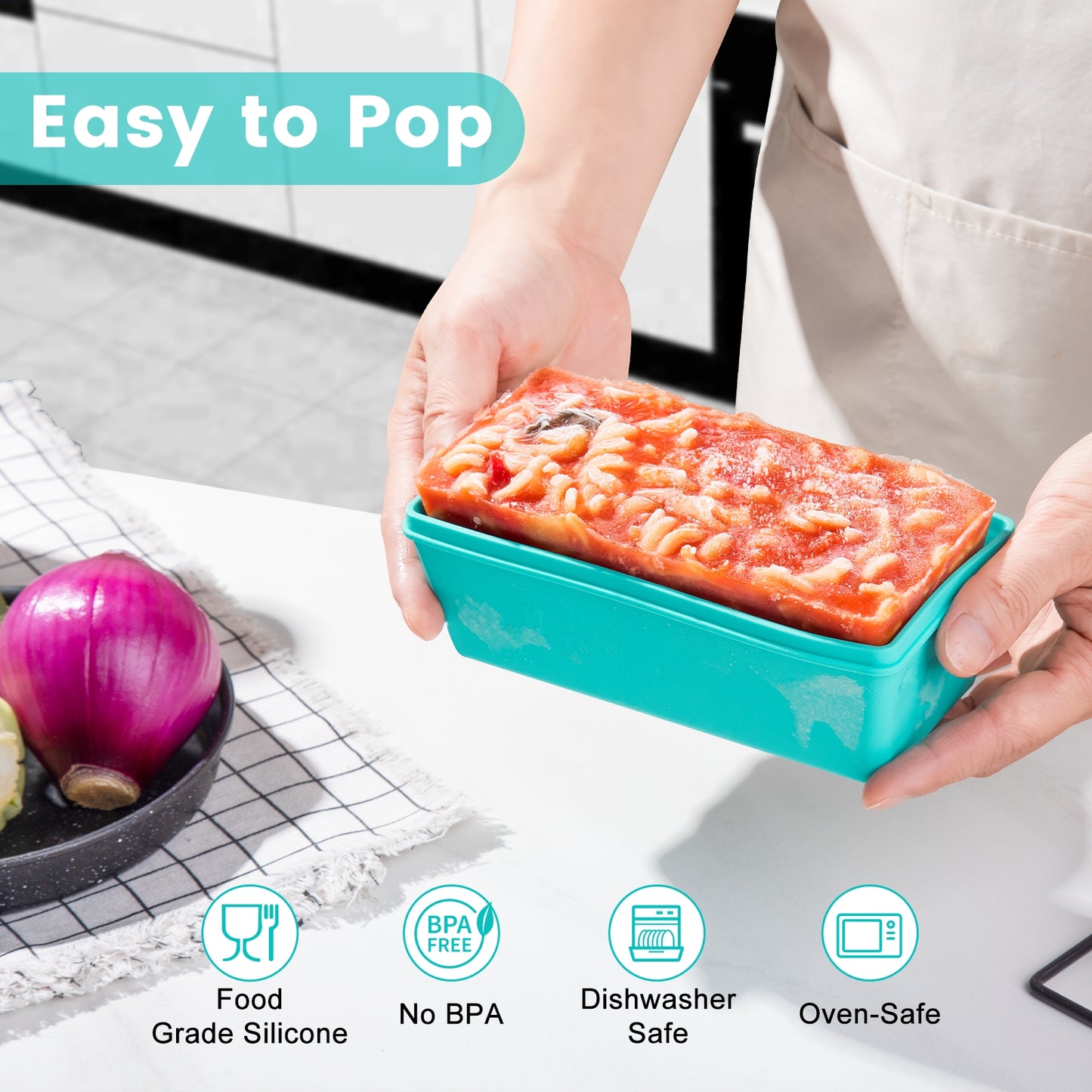 Micebay BPA-Free Silicone Freezer Molds with Retractable Base, Stackable Modular Organized, 1-Cup and 2-Cup Portion Control Soup Cubes Freezer Tray with Lids for Meal Prep, Broth, Stews, Leftovers