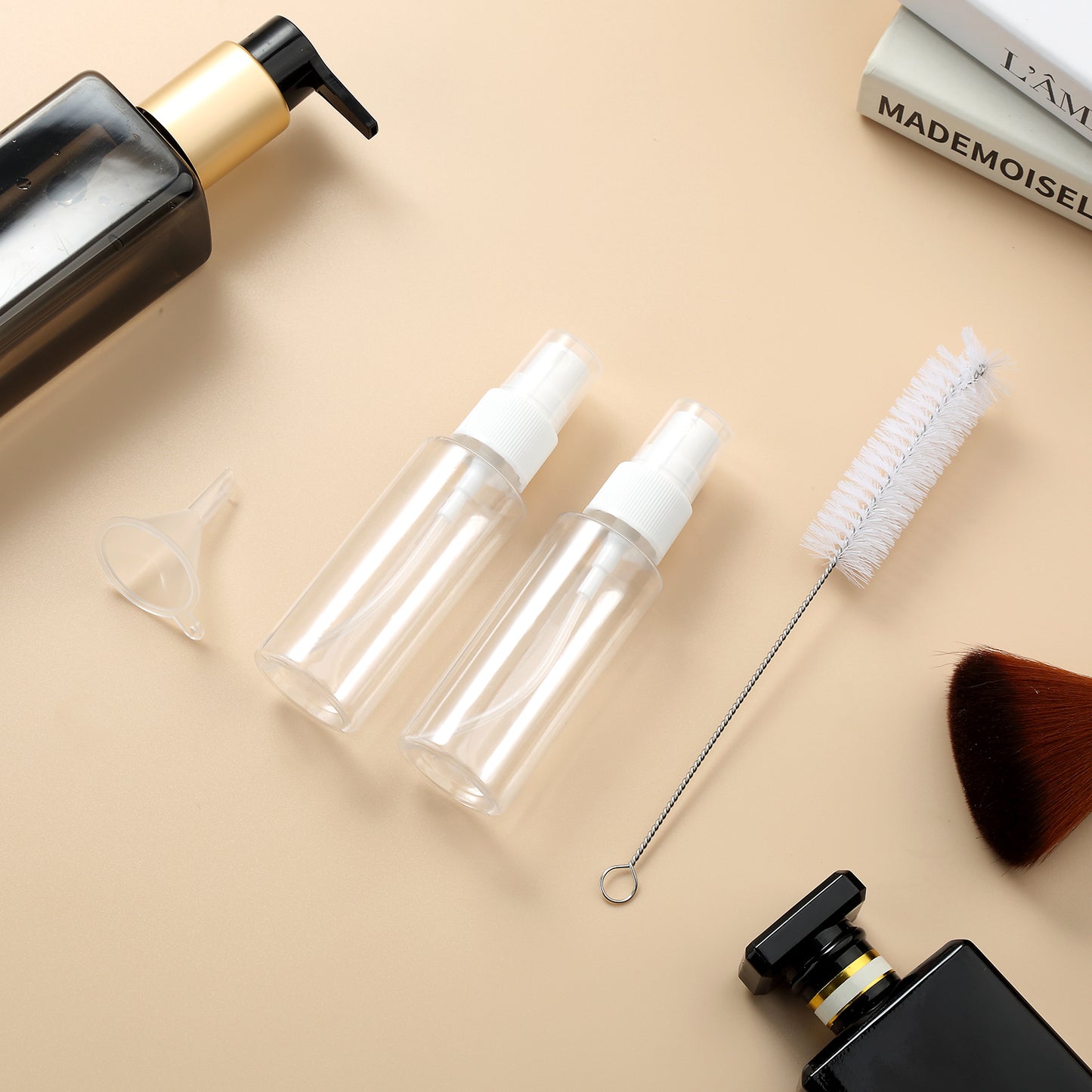 Micebay 6oz Silicone Travel Bottles, Leak Proof Toiletry Containers for Shampoo, Conditioner & Lotion, Apricot