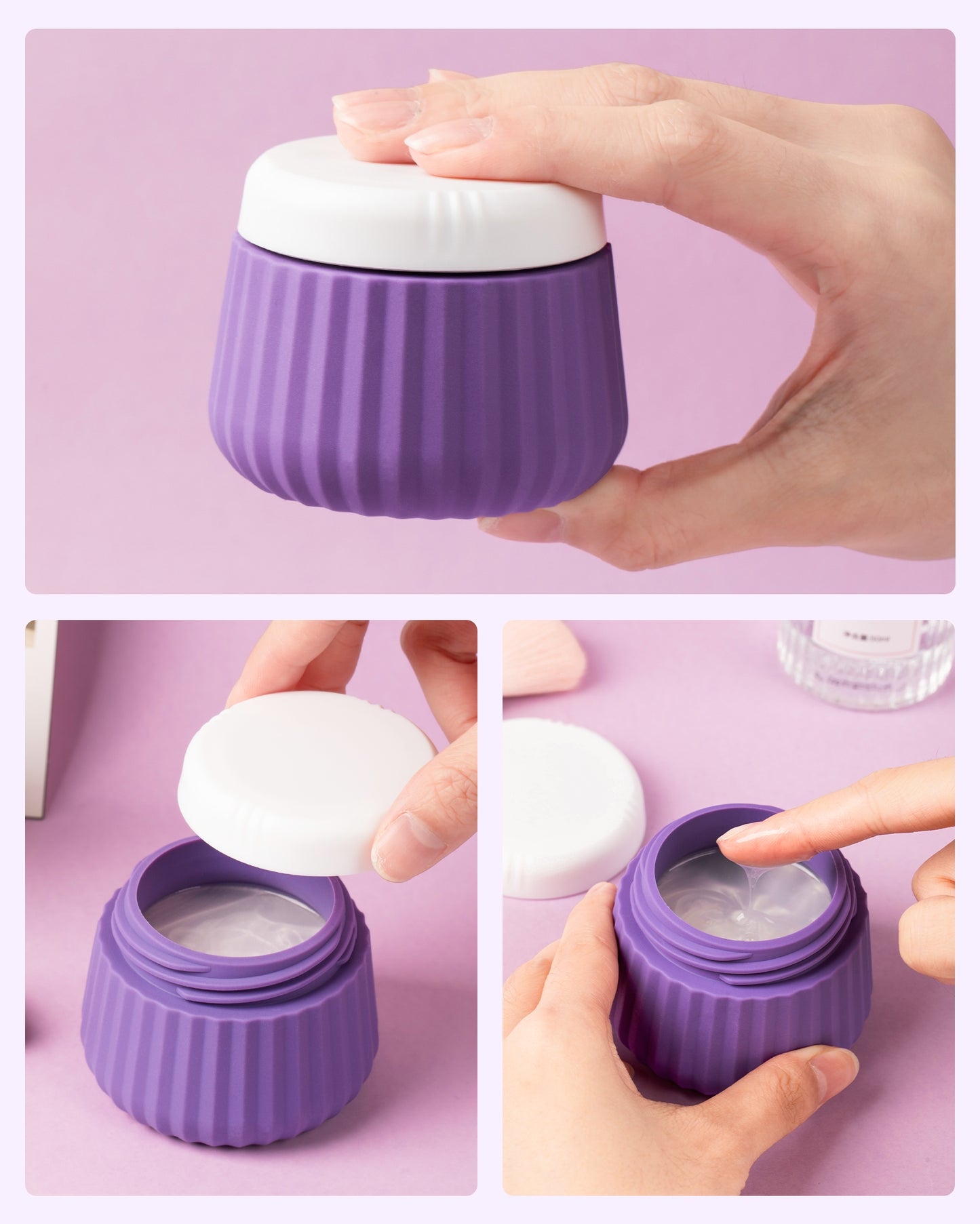 Micebay Travel Containers for Toiletries 4 Pack, TSA Approved Travel Size Toiletries, Travel Size Containers, With Clear Bag Leak Proof Silicone Jars, Travel Essentials Creams Jars Carrying Small Item