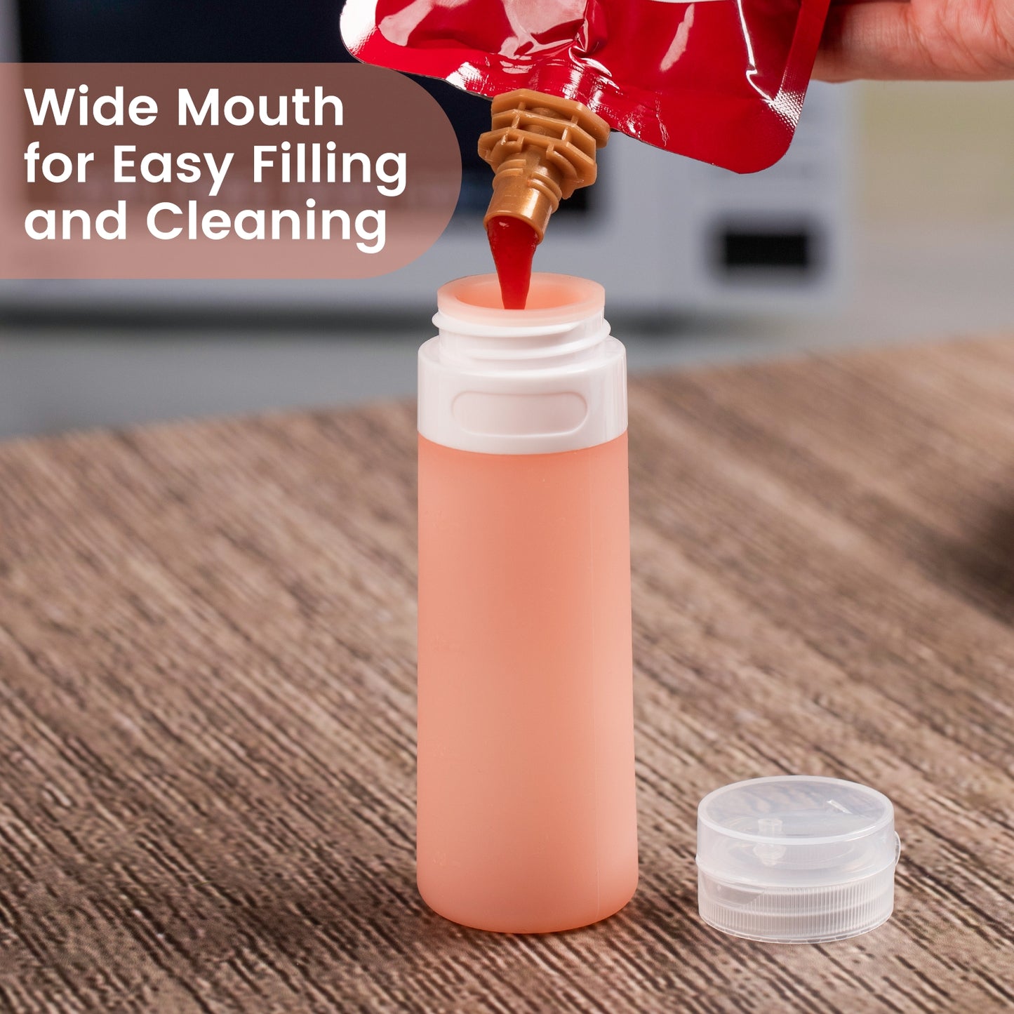 Micebay 3 oz Silicone Condiment Squeeze Bottles, Leakproof Mini Sauce Containers with Reusable Bag, 4-Pack for Meal Prep and Bento Boxes, Candies