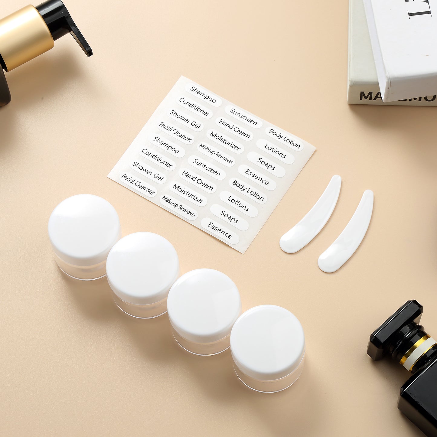 Micebay 6oz Silicone Travel Bottles, Leak Proof Toiletry Containers for Shampoo, Conditioner & Lotion, Apricot