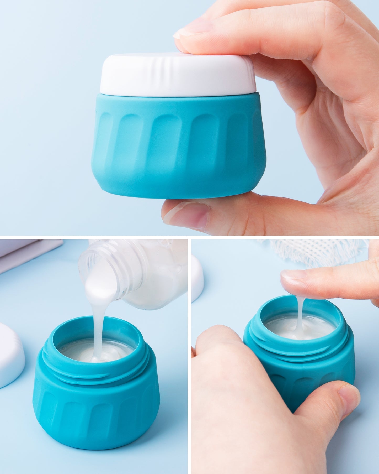 Micebay Travel Bottles for Toiletries 8 Pack, Travel Size Toiletries, Tsa Approved Travel Size Containers 3oz, with Travel Essentials Clear Bag, Leak Proof Silicone Squeezable Creams Jars