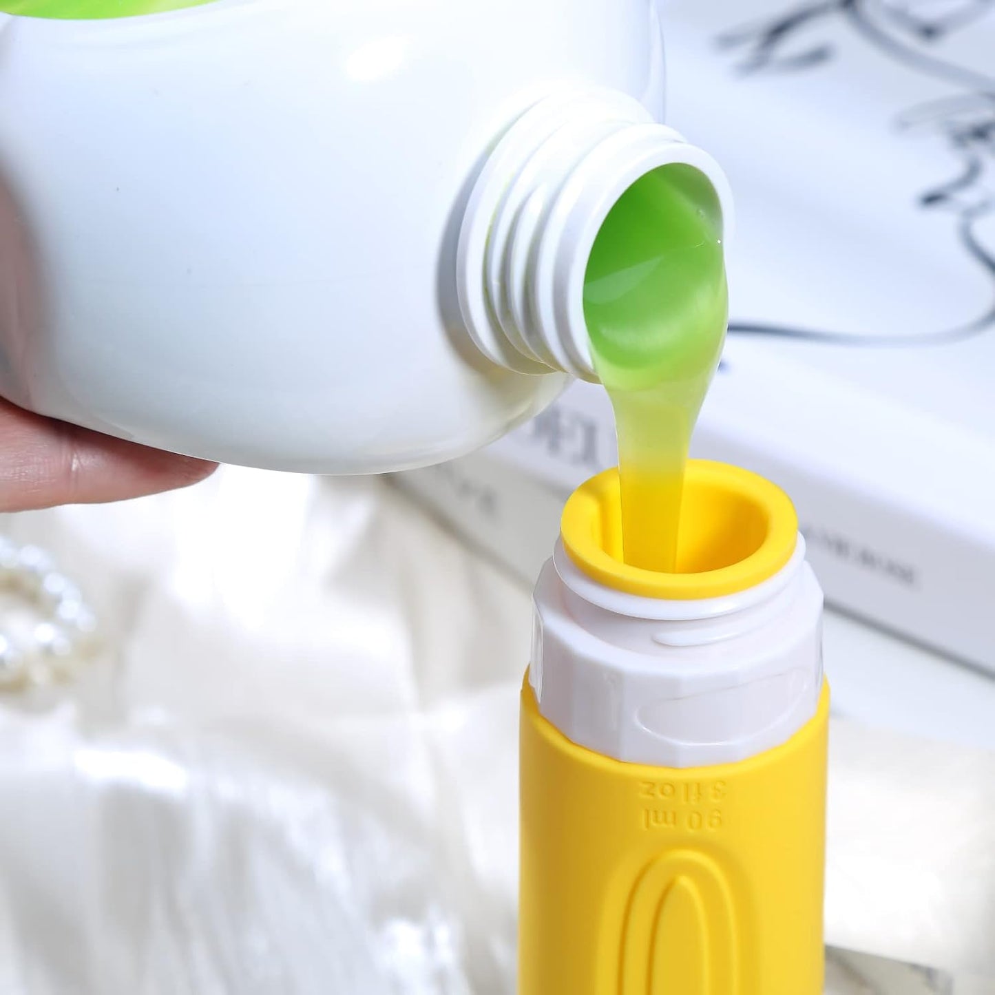 Micebay Leak-Proof 3-oz Silicone Squeezable Travel Bottles for Toiletries, Refillable Travel Size Containers, BPA Free, TSA Approved, Yellow, 4 Pack