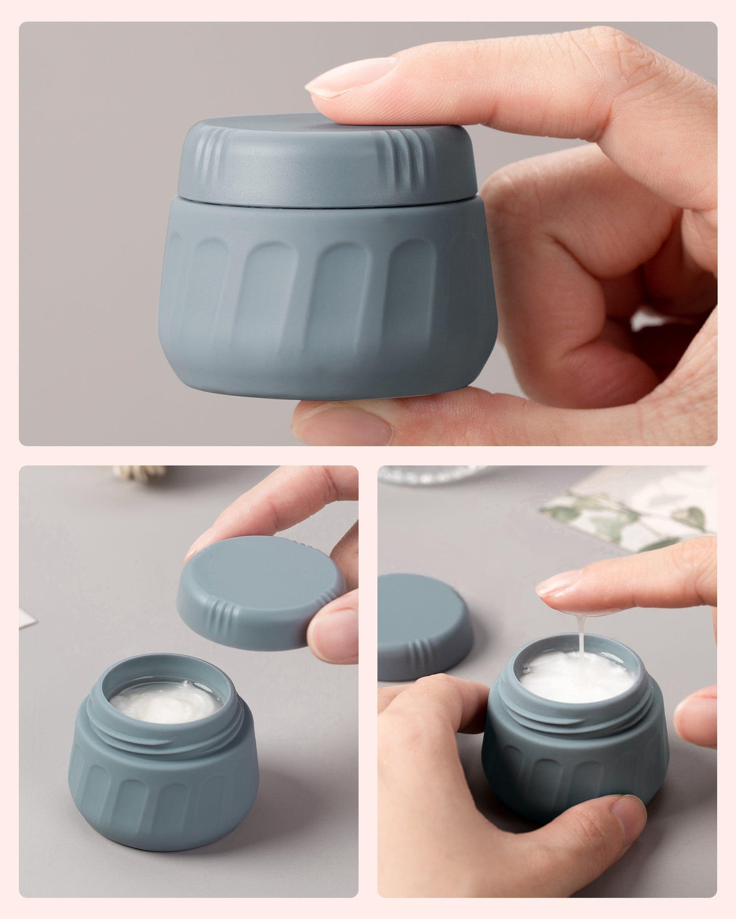 Micebay 1 oz Travel Size Toiletries, Tsa Approved Travel Containers for Toiletries [Includes 4 Jars with Bag],Gray, 4 Pack