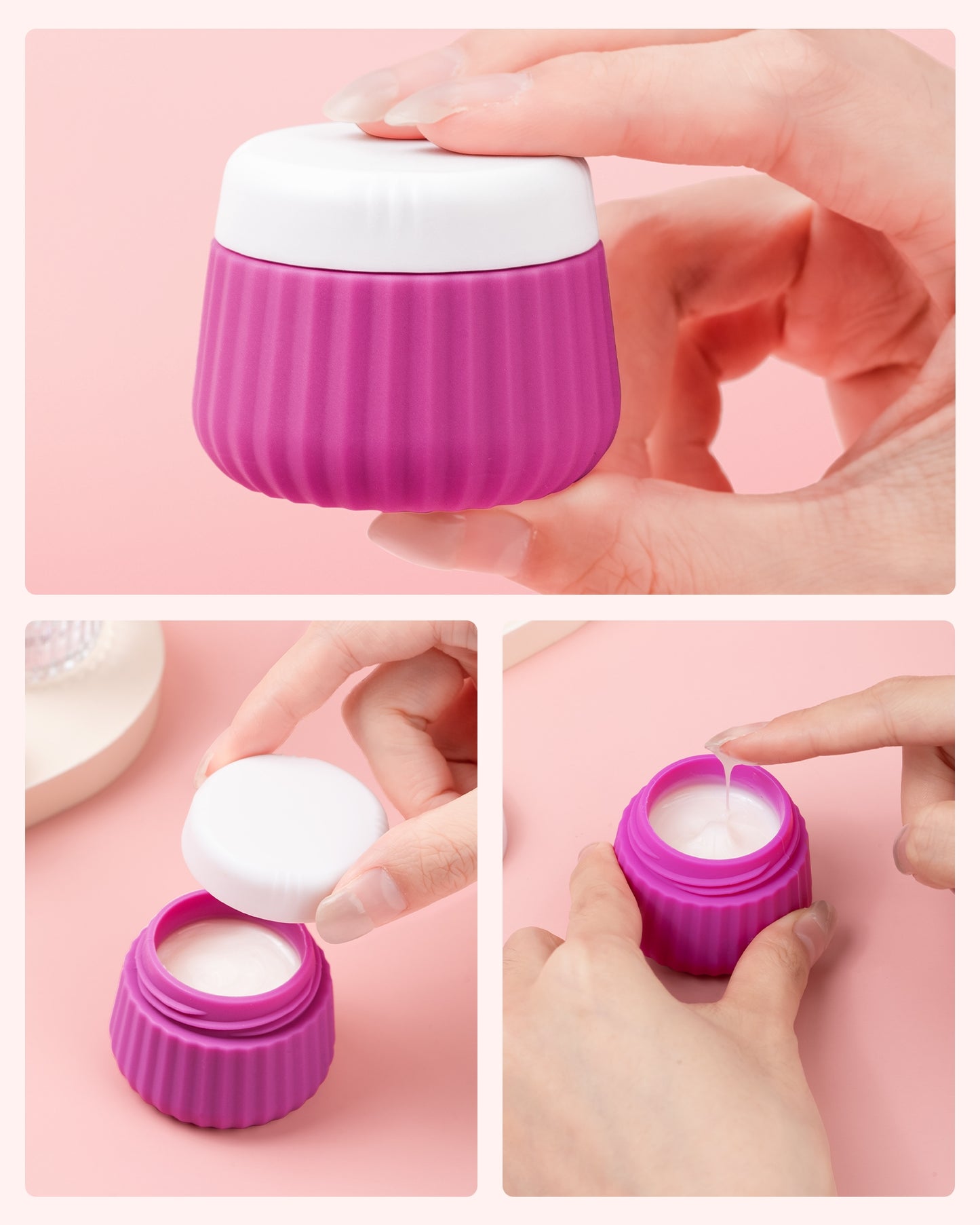 Micebay Travel Containers for Toiletries 4 Pack, TSA Approved Travel Size Toiletries, Portable Size Containers, With Clear Bag Leak Proof Silicone Jars, Essentials Creams Jars Carrying Small Items