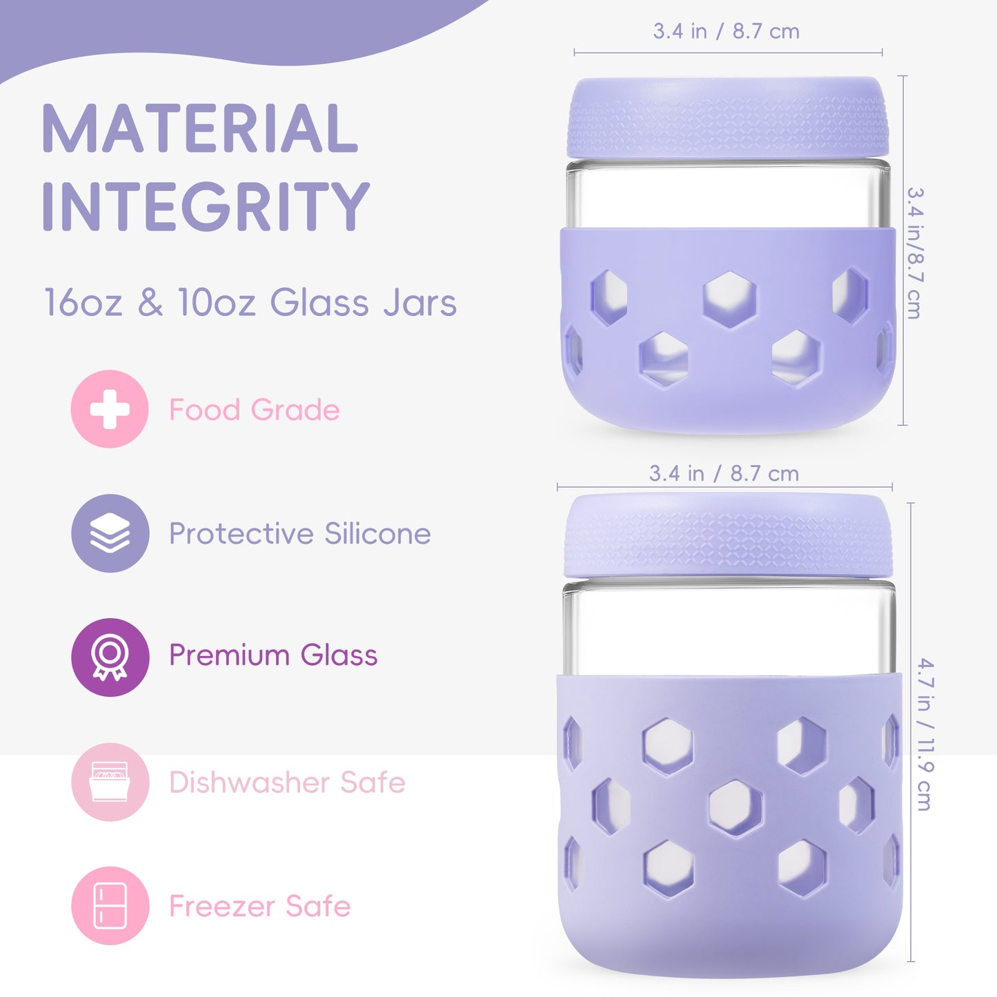 Micebay 8-Pack Overnight Oats Containers with Lids and Colorful Sleeves, 16 oz & 10 oz Airtight Glass Chia Pudding Mason Jars, Dishwasher Safe, Wide Mouth Meal Prep Jar for Yogurt Oatmeal