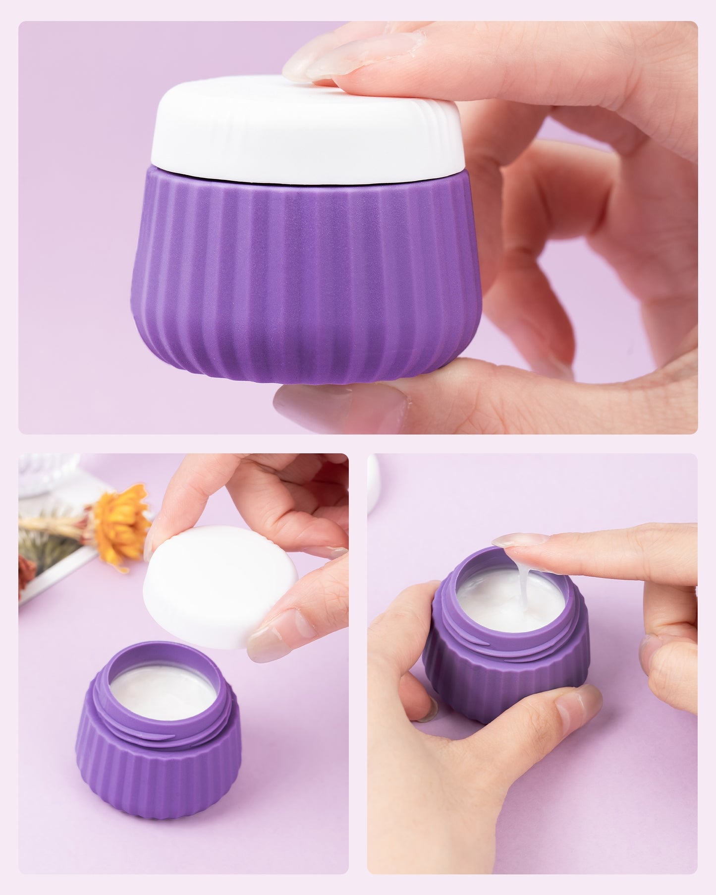 Micebay Travel Containers for Toiletries 4 Pack, TSA Approved Travel Size Toiletries, Portable Size Containers, With Clear Bag Leak Proof Silicone Jars, Essentials Creams Jars Carrying Small Items