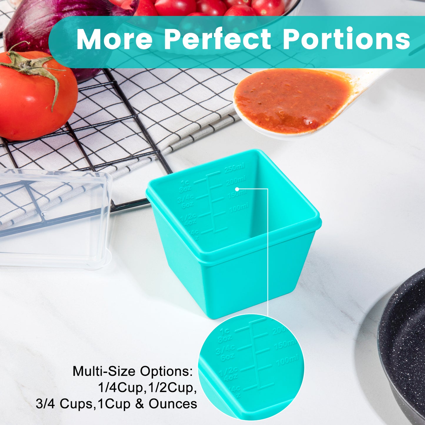 Micebay BPA-Free Silicone Freezer Molds with Retractable Base, Stackable Modular Organized, 1-Cup Portion Control Soup Cubes Freezer Tray with Lids for Meal Prep, Broth, Stews, Leftovers