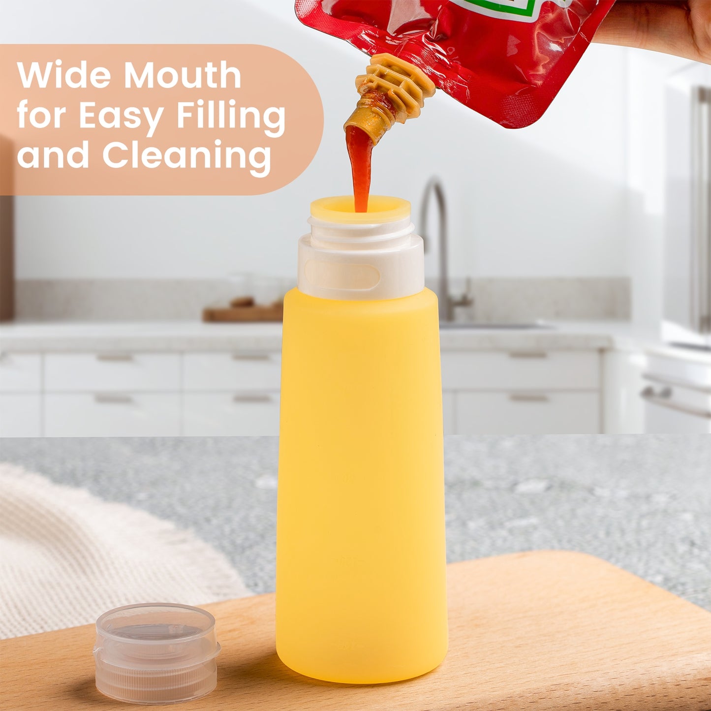 Micebay 6 oz Silicone Condiment Squeeze Bottles, Leakproof Mini Sauce Containers with Reusable Bag, 4-Pack for Meal Prep and Bento Boxes, Candies