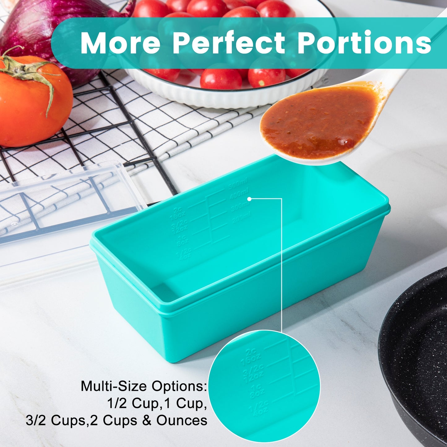 Micebay BPA-Free Silicone Freezer Molds with Retractable Base, Stackable Modular Organized, 1-Cup and 2-Cup Portion Control Soup Cubes Freezer Tray with Lids for Meal Prep, Broth, Stews, Leftovers