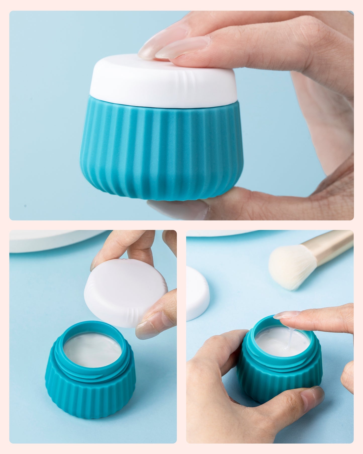 Micebay Travel Containers for Toiletries 4 Pack, TSA Approved Travel Size Toiletries, Portable Size Containers, With Clear Bag Leak Proof Silicone Jars, Essentials Creams Jars Carrying Small Items