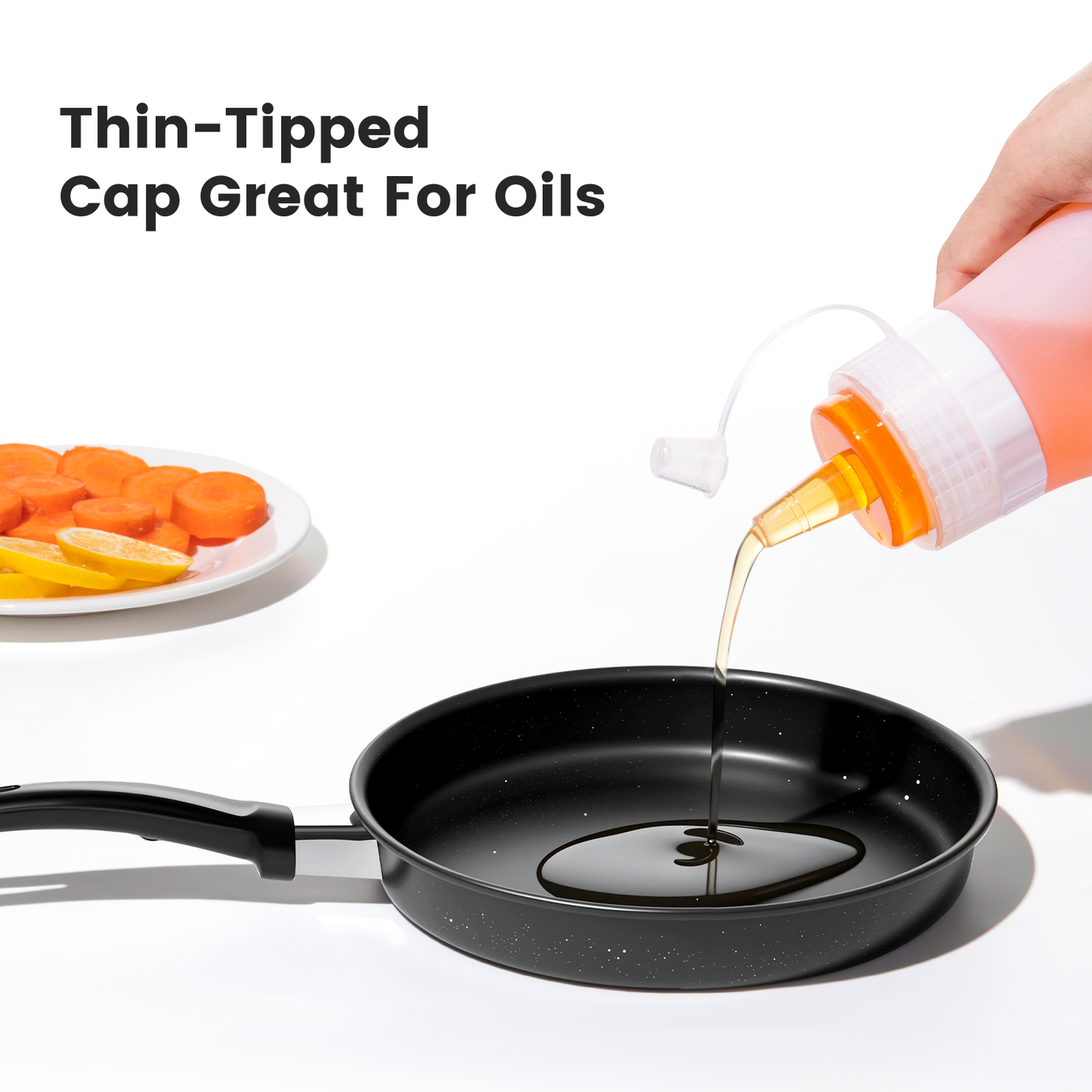 Micebay 12 oz Silicone Condiment Squeeze Bottles, Leak Proof, BPA Free, with Interchangeable Lids, Set of 4 for Oil, Honey, Dressing, Pink