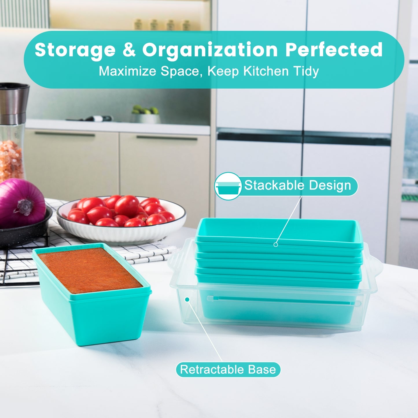 Micebay BPA-Free Silicone Freezer Molds with Retractable Base, Stackable Modular Organized, 2-Cup Portion Control Soup Cubes Freezer Tray with Lids for Meal Prep, Broth, Stews, Leftovers